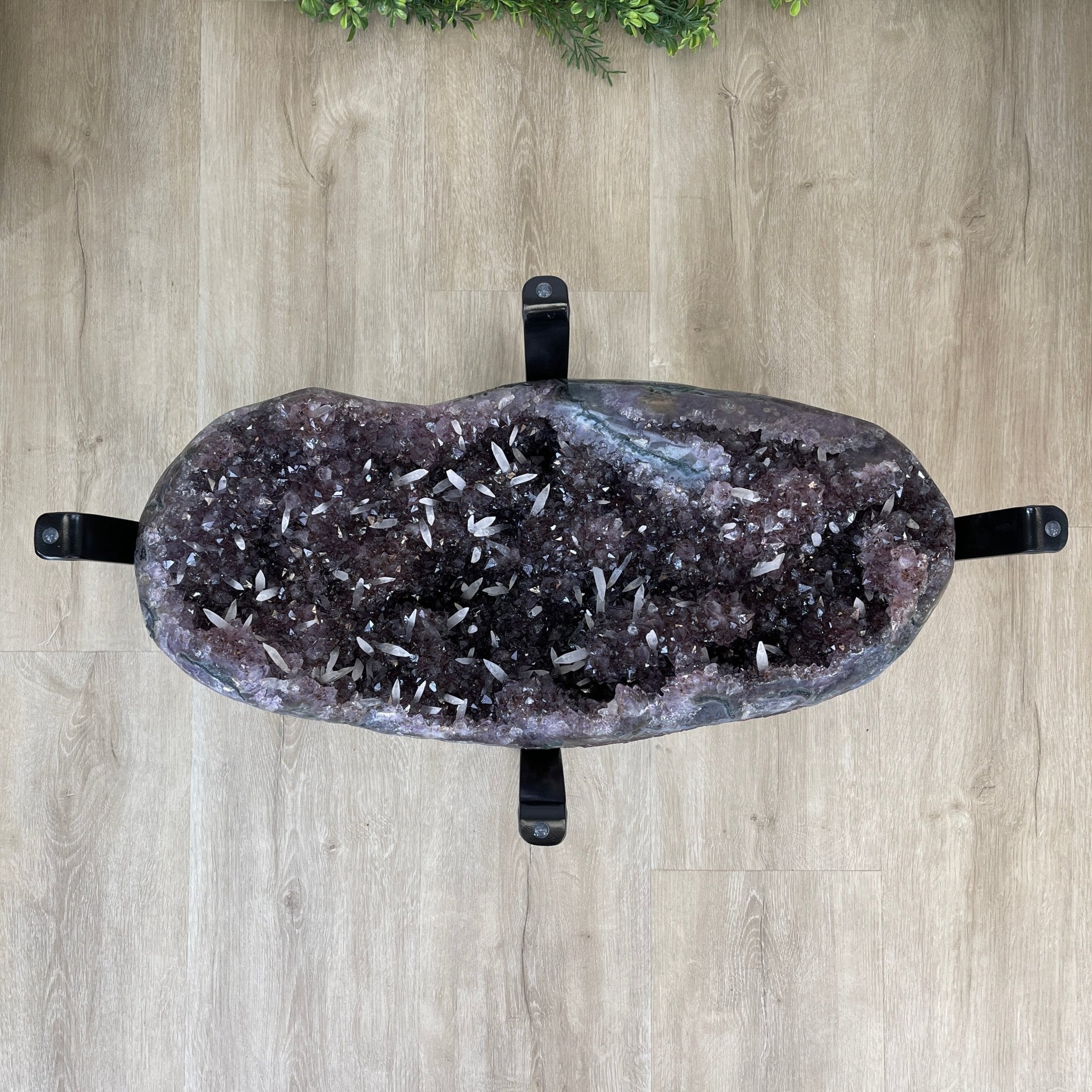 Extra Quality Brazilian Amethyst Geode Coffee Table, 84.1 lbs & 15.5" tall #1385-0079 by Brazil Gems - Brazil GemsBrazil GemsExtra Quality Brazilian Amethyst Geode Coffee Table, 84.1 lbs & 15.5" tall #1385-0079 by Brazil GemsTables: Coffee1385-0079