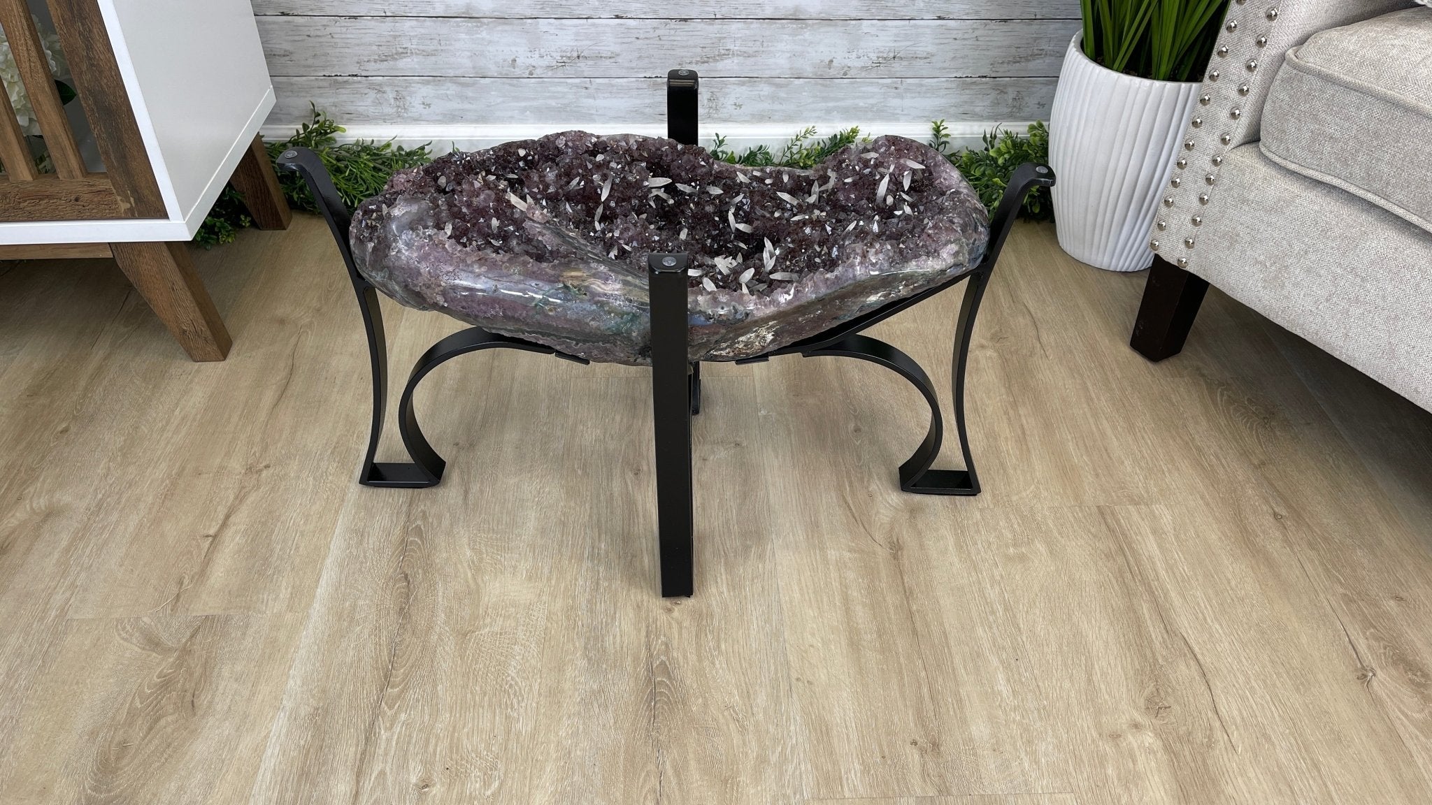 Extra Quality Brazilian Amethyst Geode Coffee Table, 84.1 lbs & 15.5" tall #1385-0079 by Brazil Gems - Brazil GemsBrazil GemsExtra Quality Brazilian Amethyst Geode Coffee Table, 84.1 lbs & 15.5" tall #1385-0079 by Brazil GemsTables: Coffee1385-0079
