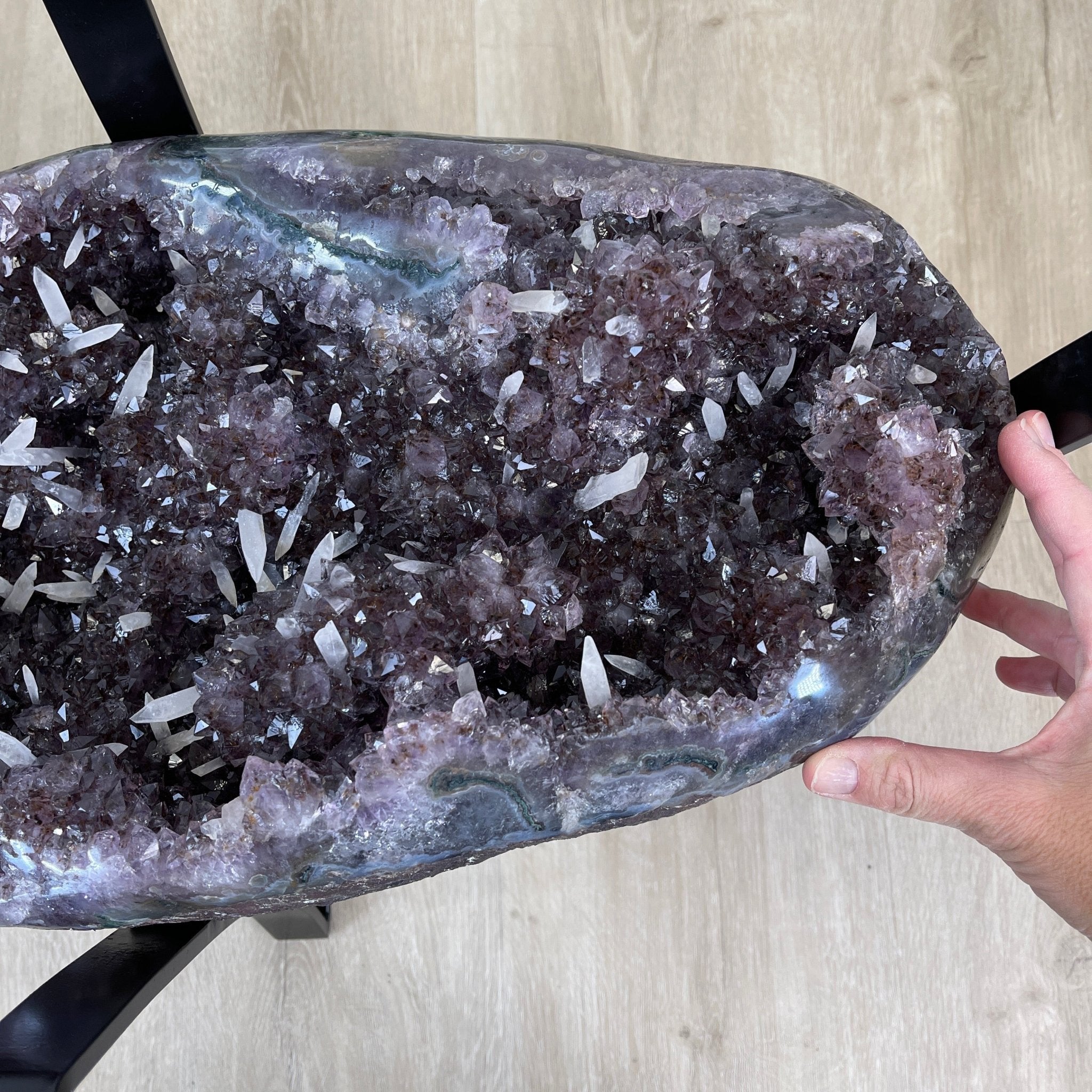 Extra Quality Brazilian Amethyst Geode Coffee Table, 84.1 lbs & 15.5" tall #1385-0079 by Brazil Gems - Brazil GemsBrazil GemsExtra Quality Brazilian Amethyst Geode Coffee Table, 84.1 lbs & 15.5" tall #1385-0079 by Brazil GemsTables: Coffee1385-0079