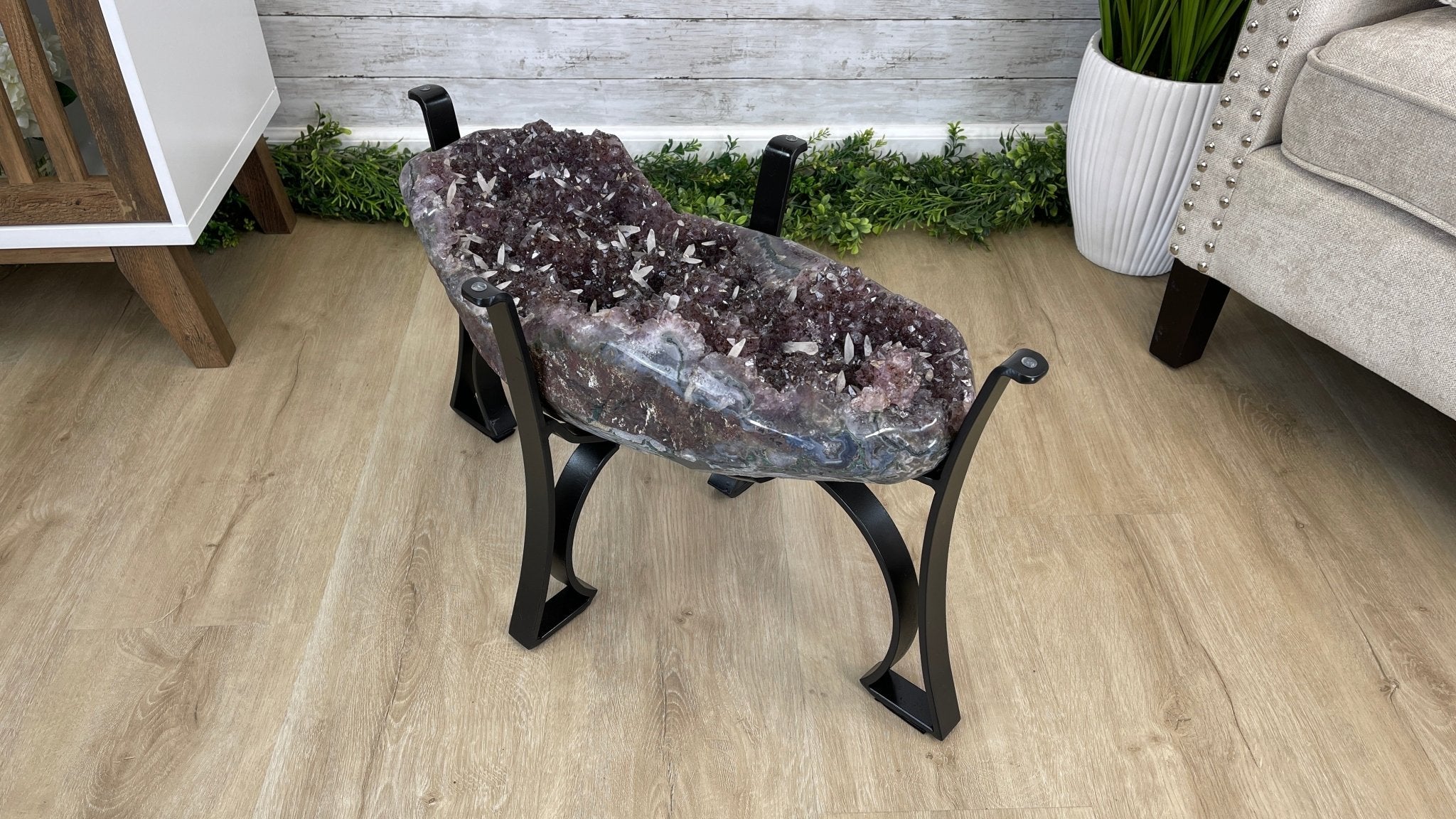 Extra Quality Brazilian Amethyst Geode Coffee Table, 84.1 lbs & 15.5" tall #1385-0079 by Brazil Gems - Brazil GemsBrazil GemsExtra Quality Brazilian Amethyst Geode Coffee Table, 84.1 lbs & 15.5" tall #1385-0079 by Brazil GemsTables: Coffee1385-0079