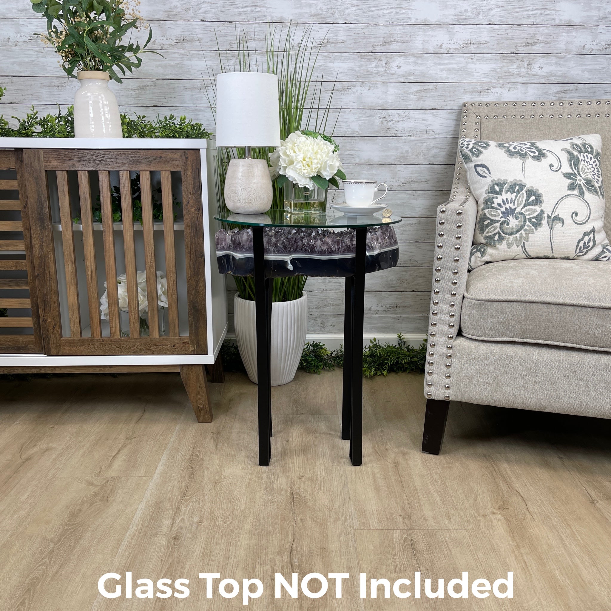 Extra Quality Brazilian Amethyst Geode Side Table, 45.2 lbs, 23.75" tall on a metal base #1384-0019 by Brazil Gems - Brazil GemsBrazil GemsExtra Quality Brazilian Amethyst Geode Side Table, 45.2 lbs, 23.75" tall on a metal base #1384-0019 by Brazil GemsTables: Side1384-0019