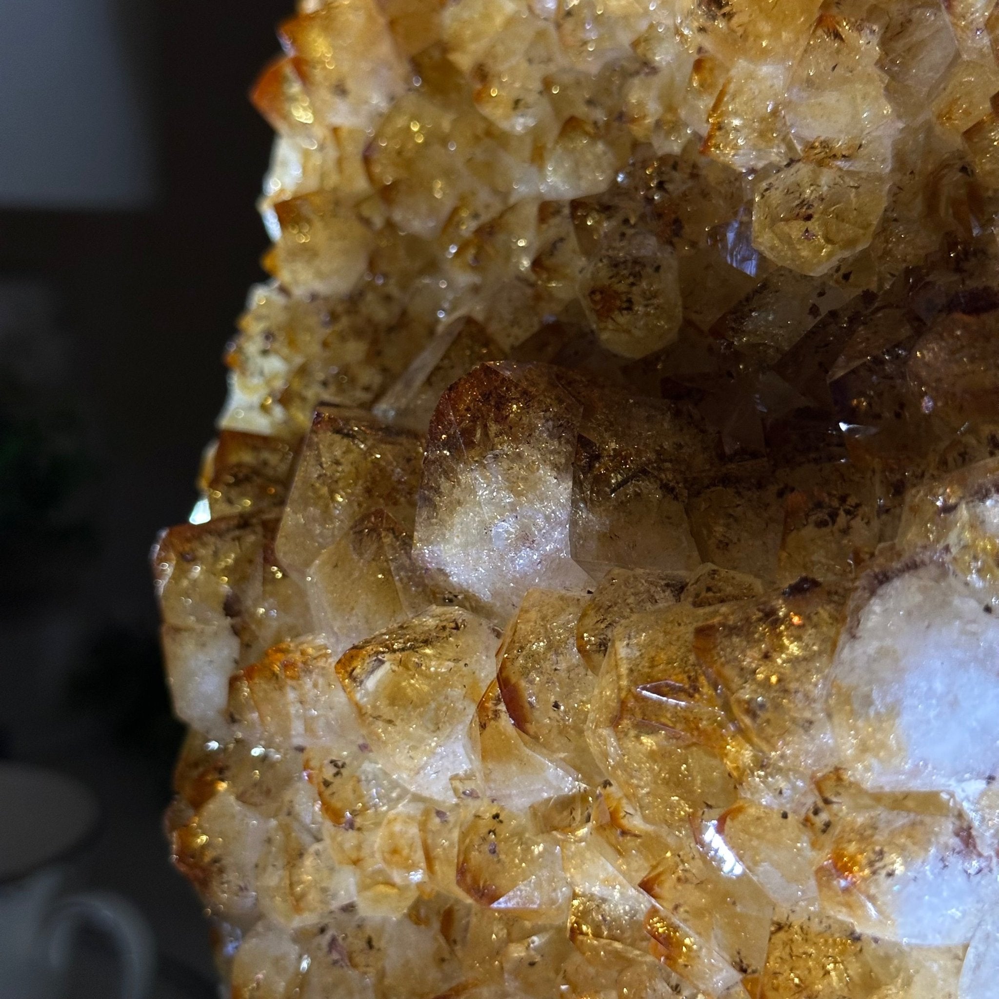 Extra Quality Citrine Cluster on Cement Base, 32.5 lbs and 18.9" Tall 5615 - 0073 - Brazil GemsBrazil GemsExtra Quality Citrine Cluster on Cement Base, 32.5 lbs and 18.9" Tall 5615 - 0073Clusters on Cement Bases5615 - 0073