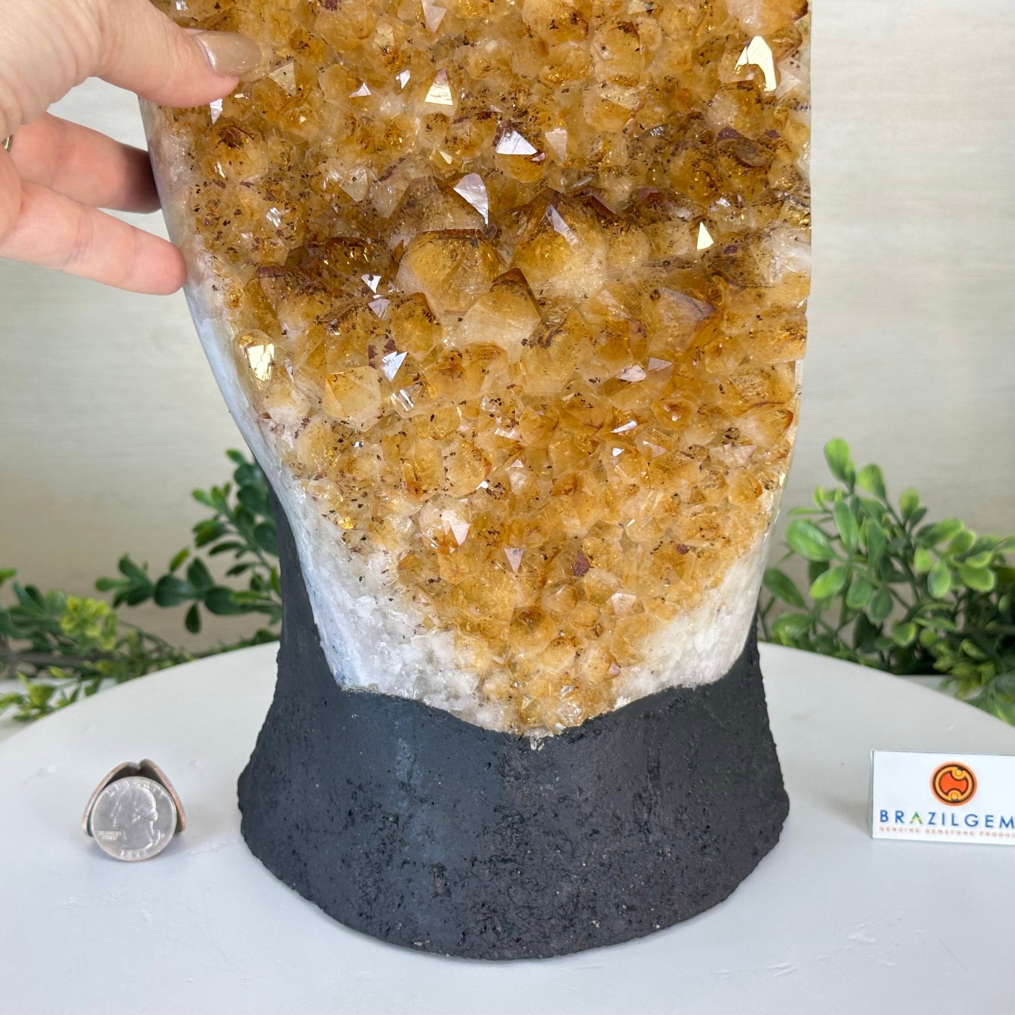 Extra Quality Citrine Cluster on Cement Base, 32.5 lbs and 18.9" Tall 5615 - 0073 - Brazil GemsBrazil GemsExtra Quality Citrine Cluster on Cement Base, 32.5 lbs and 18.9" Tall 5615 - 0073Clusters on Cement Bases5615 - 0073