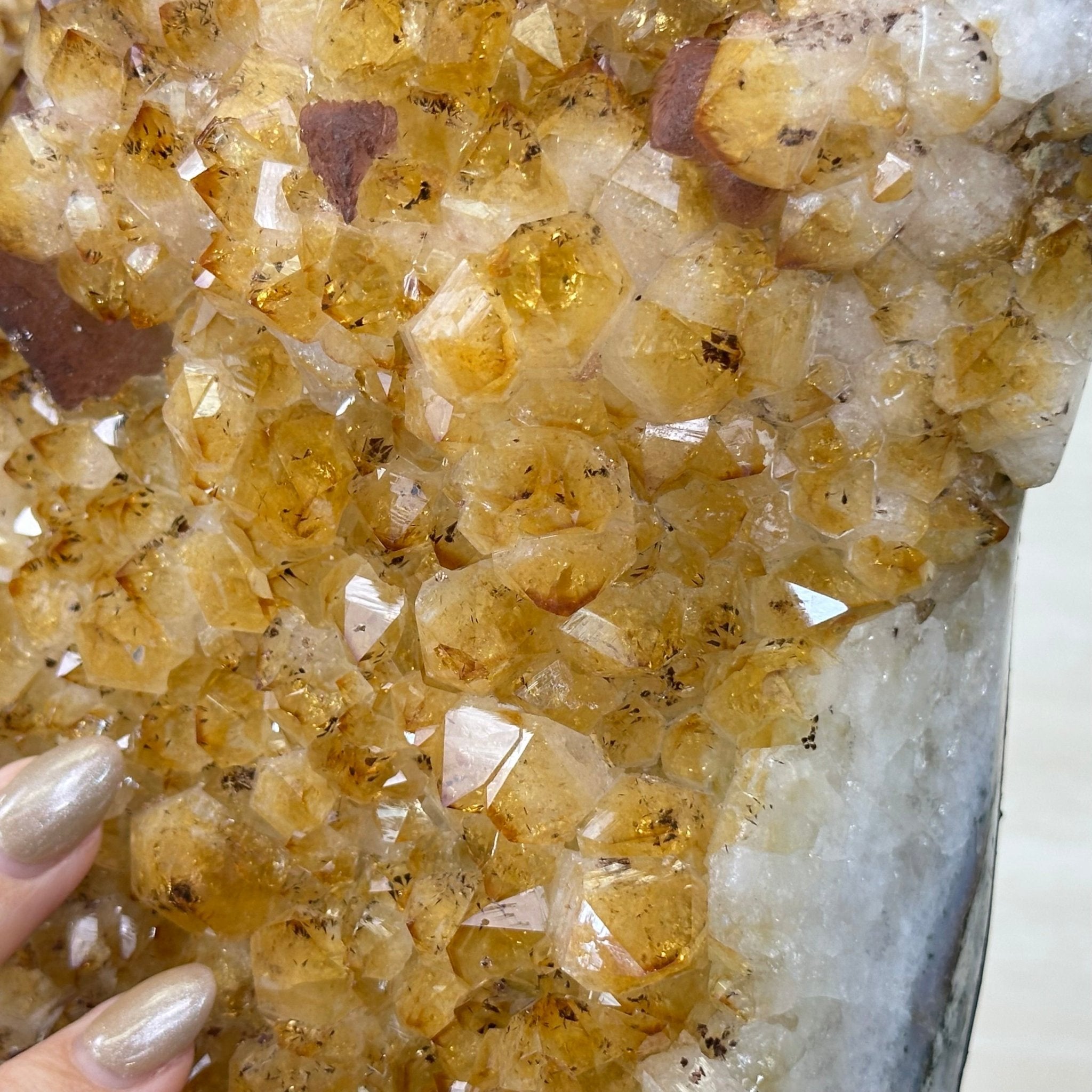 Extra Quality Citrine Cluster on Cement Base, 32.5 lbs and 18.9" Tall 5615 - 0073 - Brazil GemsBrazil GemsExtra Quality Citrine Cluster on Cement Base, 32.5 lbs and 18.9" Tall 5615 - 0073Clusters on Cement Bases5615 - 0073