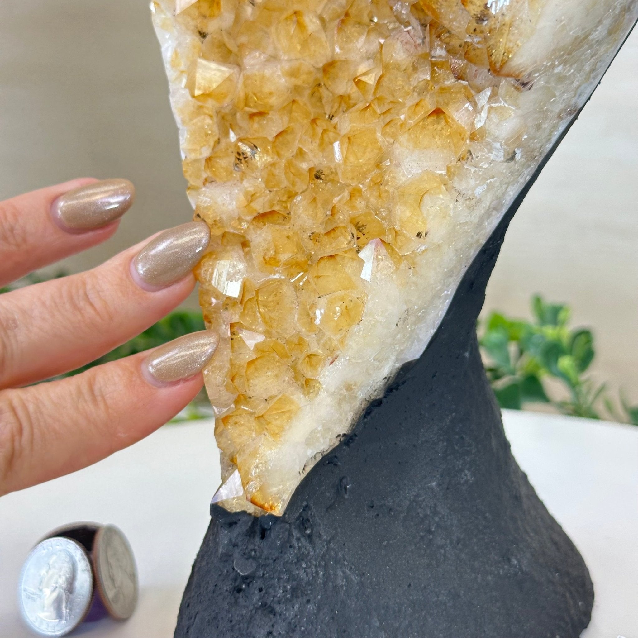Extra Quality Citrine Cluster on Cement Base, 6 lbs and 9.4" Tall 5615 - 0052 - Brazil GemsBrazil GemsExtra Quality Citrine Cluster on Cement Base, 6 lbs and 9.4" Tall 5615 - 0052Clusters on Cement Bases5615 - 0052