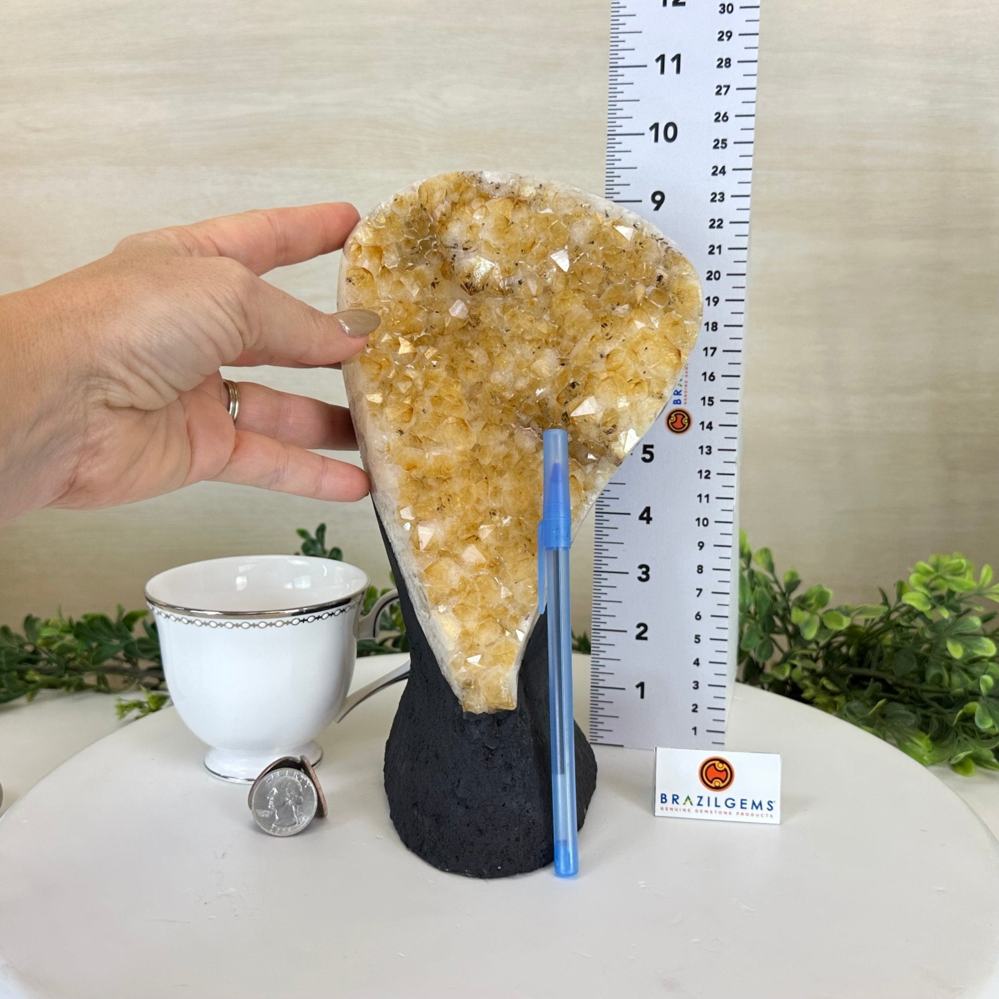 Extra Quality Citrine Cluster on Cement Base, 6 lbs and 9.4" Tall 5615 - 0052 - Brazil GemsBrazil GemsExtra Quality Citrine Cluster on Cement Base, 6 lbs and 9.4" Tall 5615 - 0052Clusters on Cement Bases5615 - 0052