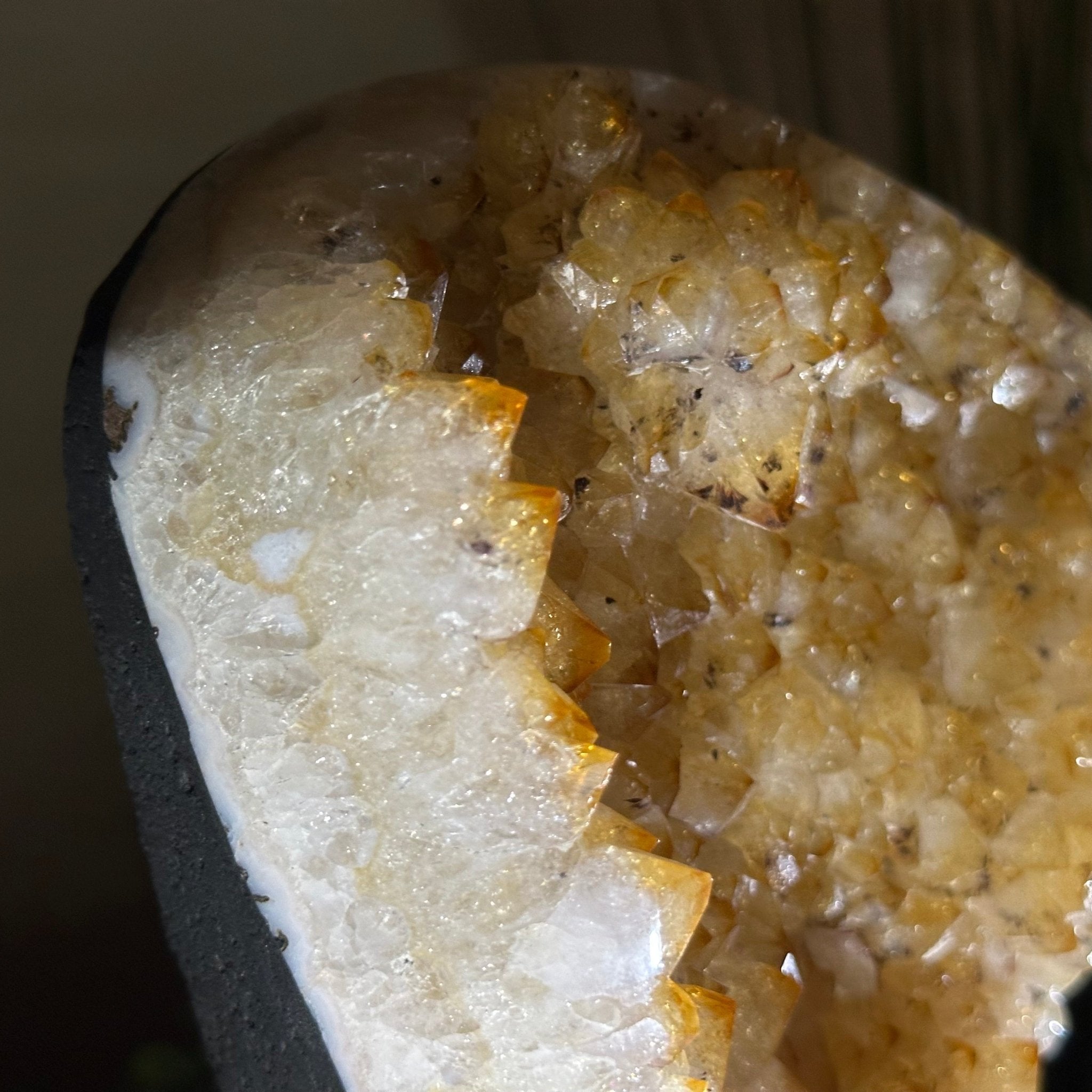 Extra Quality Citrine Cluster on Cement Base, 6 lbs and 9.4" Tall 5615 - 0052 - Brazil GemsBrazil GemsExtra Quality Citrine Cluster on Cement Base, 6 lbs and 9.4" Tall 5615 - 0052Clusters on Cement Bases5615 - 0052