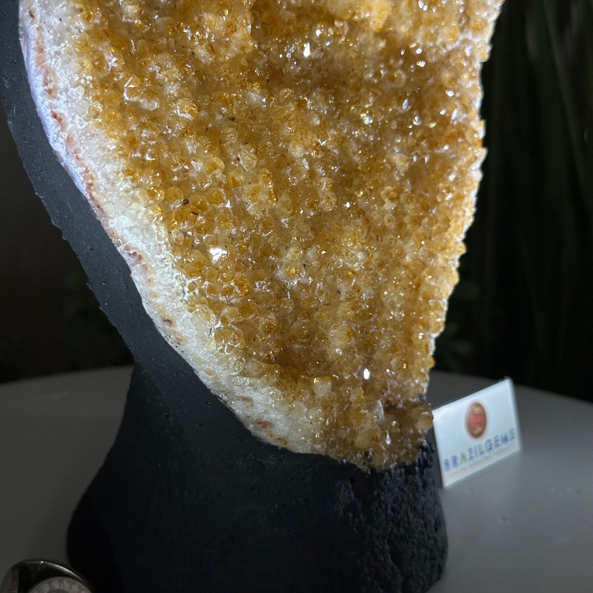Extra Quality Citrine Cluster on Cement Base, 6.1 lbs and 8.8" Tall 5615 - 0054 - Brazil GemsBrazil GemsExtra Quality Citrine Cluster on Cement Base, 6.1 lbs and 8.8" Tall 5615 - 0054Clusters on Cement Bases5615 - 0054