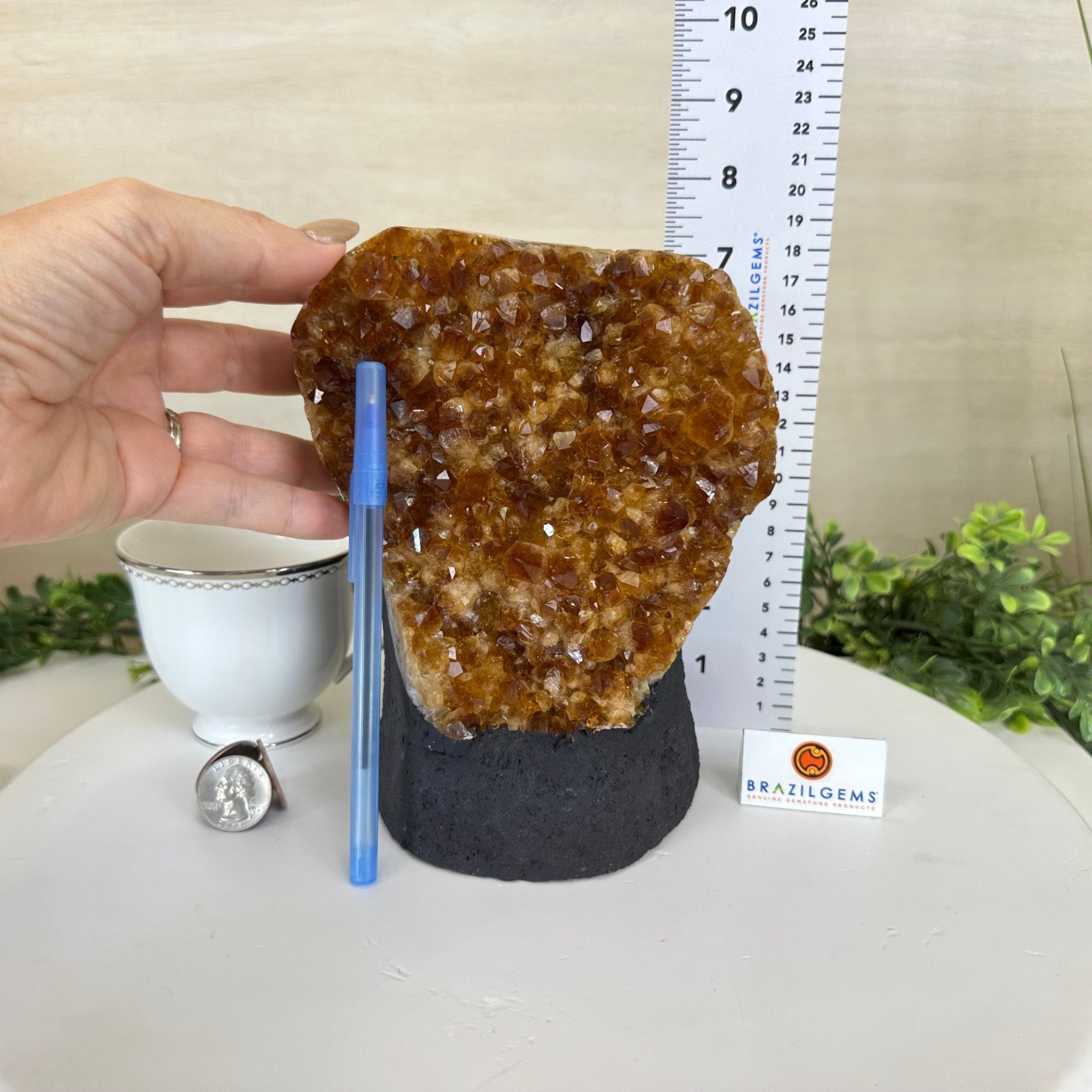 Extra Quality Citrine Cluster on Cement Base, 7.9 lbs and 7.3" Tall 5615 - 0059 - Brazil GemsBrazil GemsExtra Quality Citrine Cluster on Cement Base, 7.9 lbs and 7.3" Tall 5615 - 0059Clusters on Cement Bases5615 - 0059
