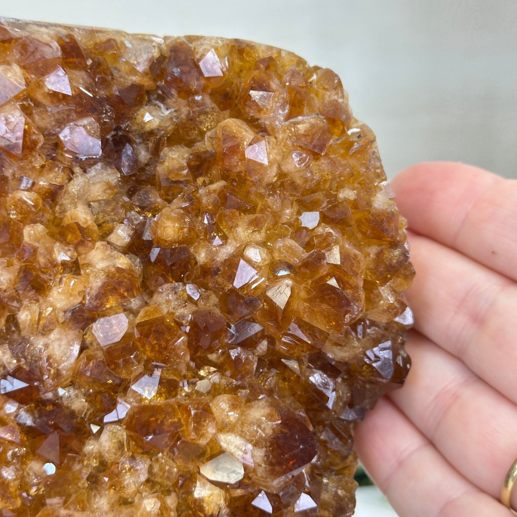 Extra Quality Citrine Cluster on Cement Base, 7.9 lbs and 7.3" Tall 5615 - 0059 - Brazil GemsBrazil GemsExtra Quality Citrine Cluster on Cement Base, 7.9 lbs and 7.3" Tall 5615 - 0059Clusters on Cement Bases5615 - 0059