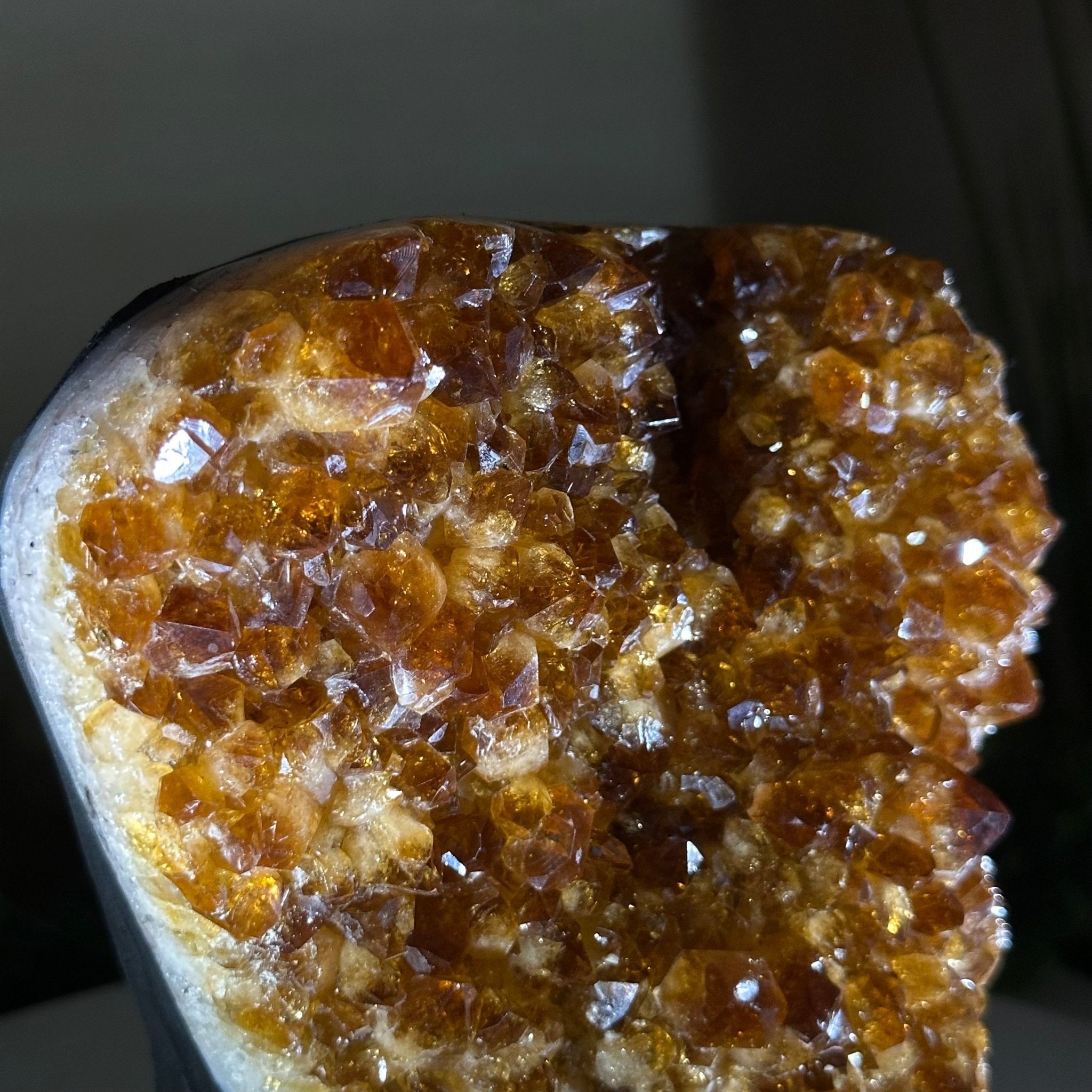Extra Quality Citrine Cluster on Cement Base, 7.9 lbs and 7.3" Tall 5615 - 0059 - Brazil GemsBrazil GemsExtra Quality Citrine Cluster on Cement Base, 7.9 lbs and 7.3" Tall 5615 - 0059Clusters on Cement Bases5615 - 0059