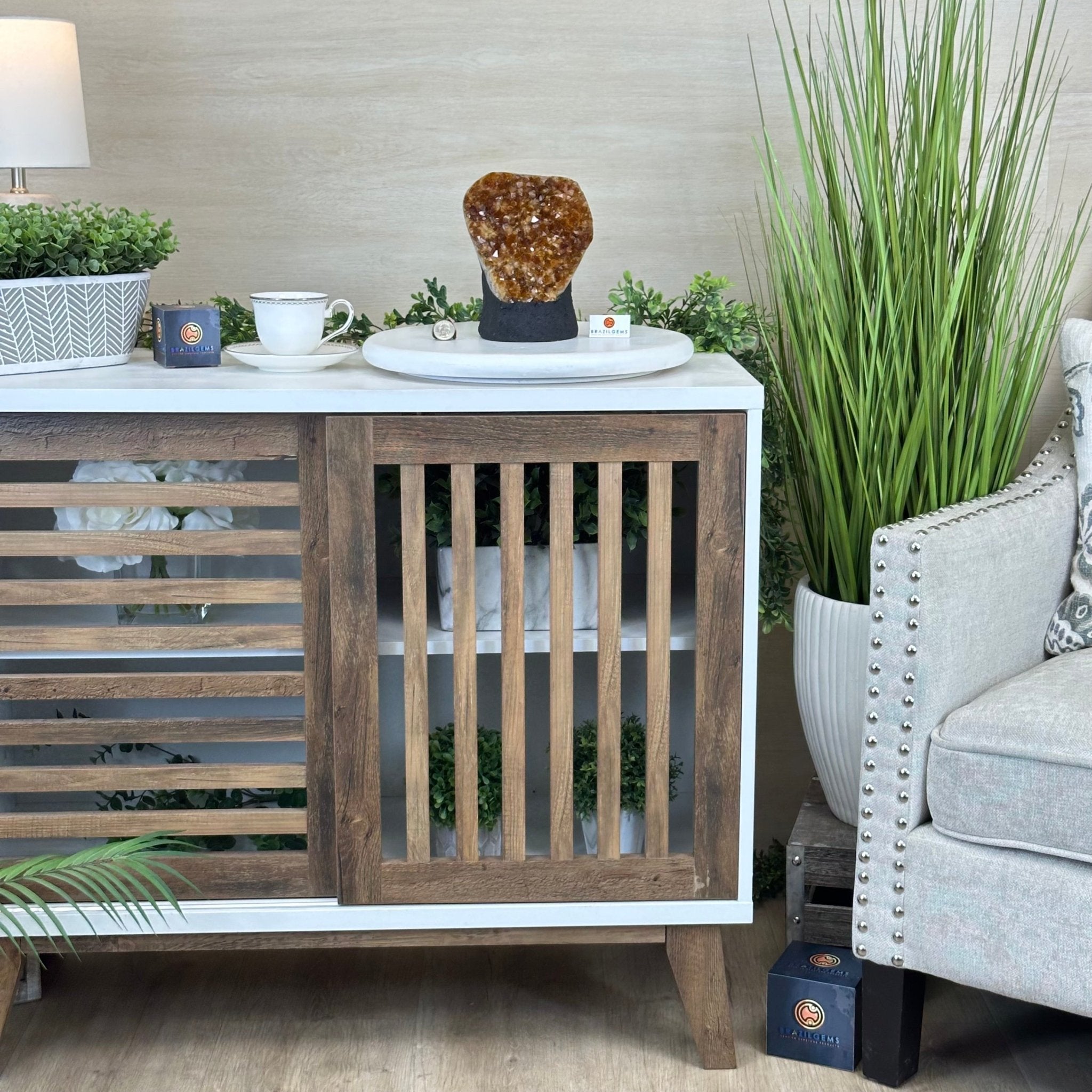 Extra Quality Citrine Cluster on Cement Base, 7.9 lbs and 7.3" Tall 5615 - 0059 - Brazil GemsBrazil GemsExtra Quality Citrine Cluster on Cement Base, 7.9 lbs and 7.3" Tall 5615 - 0059Clusters on Cement Bases5615 - 0059