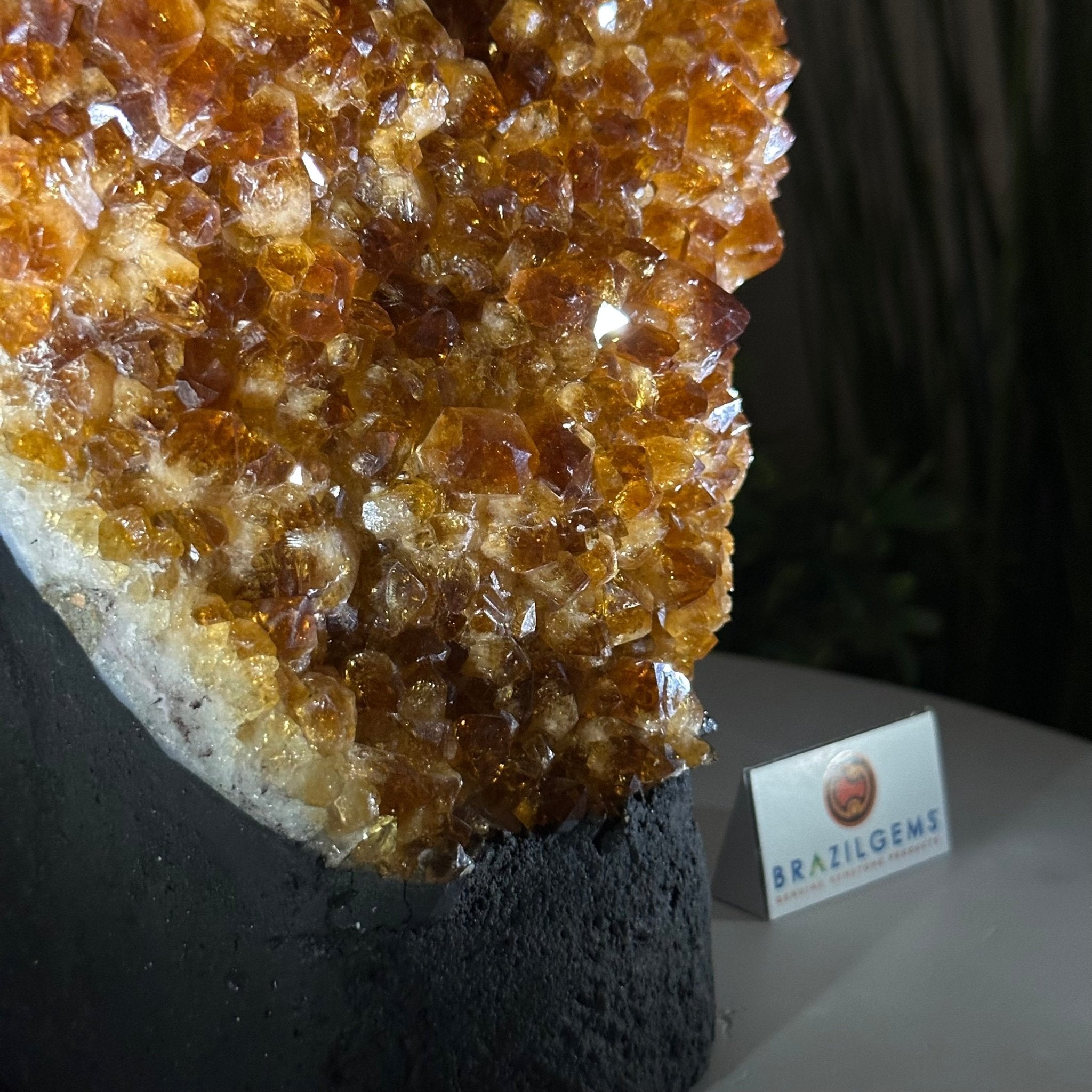 Extra Quality Citrine Cluster on Cement Base, 7.9 lbs and 7.3" Tall 5615 - 0059 - Brazil GemsBrazil GemsExtra Quality Citrine Cluster on Cement Base, 7.9 lbs and 7.3" Tall 5615 - 0059Clusters on Cement Bases5615 - 0059