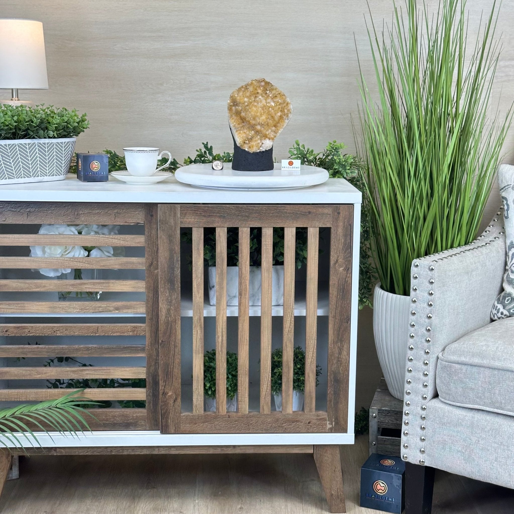 Extra Quality Citrine Cluster on Cement Base, 7.9 lbs and 8.8" Tall 5615 - 0057 - Brazil GemsBrazil GemsExtra Quality Citrine Cluster on Cement Base, 7.9 lbs and 8.8" Tall 5615 - 0057Clusters on Cement Bases5615 - 0057