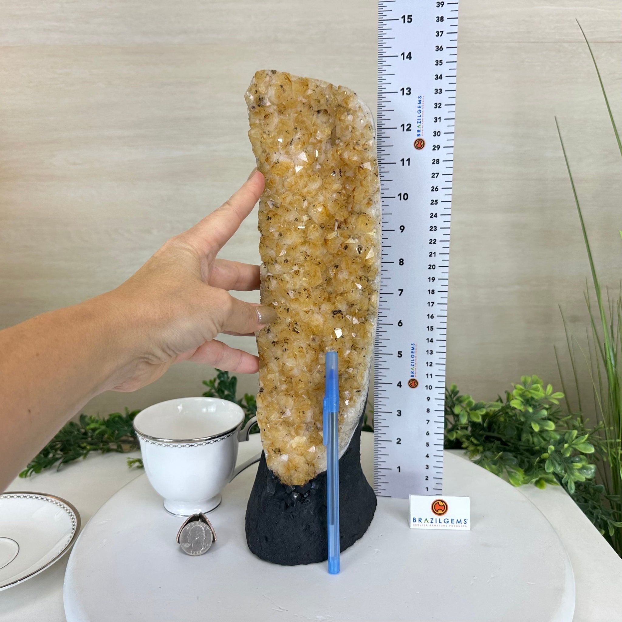 Extra Quality Citrine Cluster on Cement Base, 8.4 lbs and 13.4" Tall 5615 - 0060 - Brazil GemsBrazil GemsExtra Quality Citrine Cluster on Cement Base, 8.4 lbs and 13.4" Tall 5615 - 0060Clusters on Cement Bases5615 - 0060