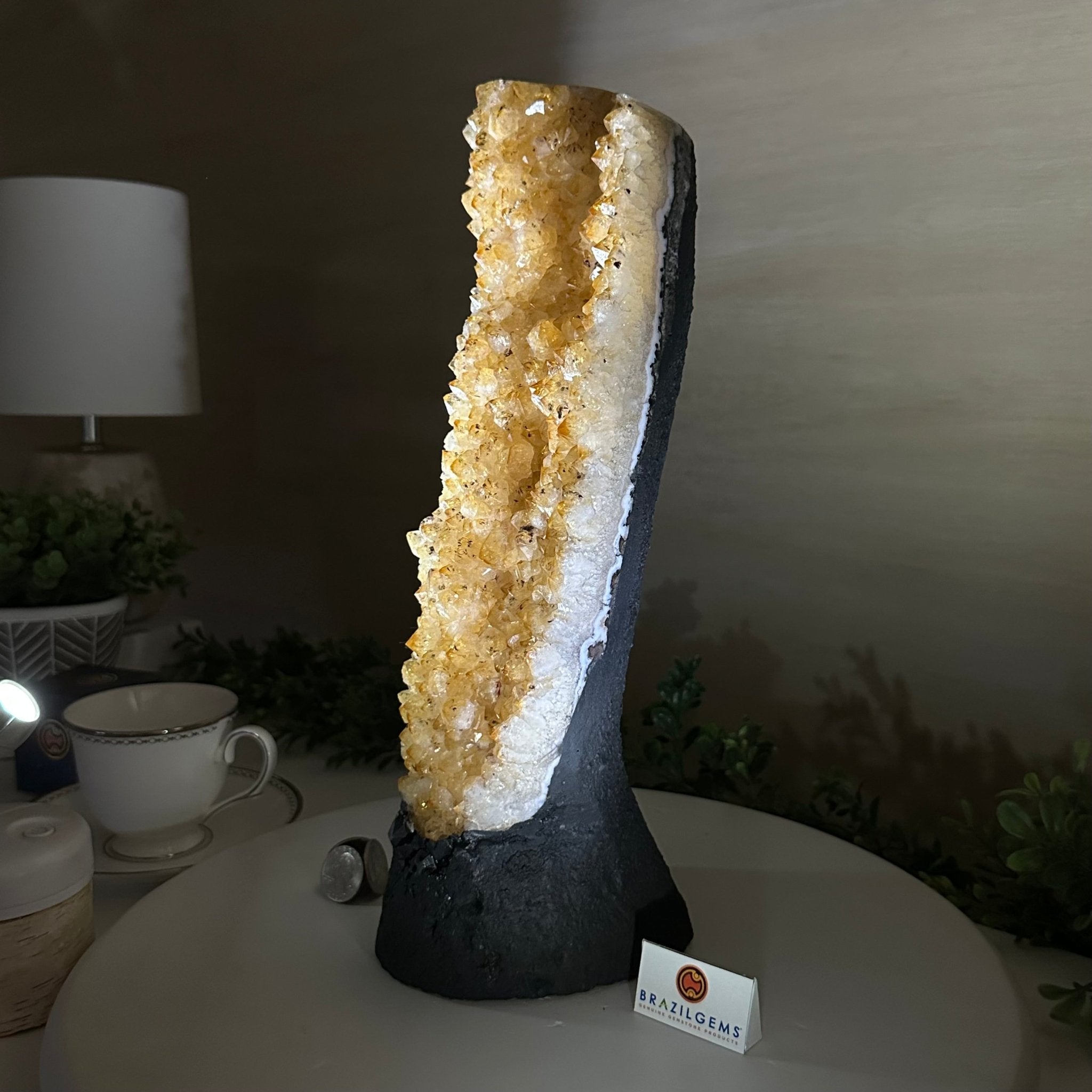 Extra Quality Citrine Cluster on Cement Base, 8.4 lbs and 13.4" Tall 5615 - 0060 - Brazil GemsBrazil GemsExtra Quality Citrine Cluster on Cement Base, 8.4 lbs and 13.4" Tall 5615 - 0060Clusters on Cement Bases5615 - 0060