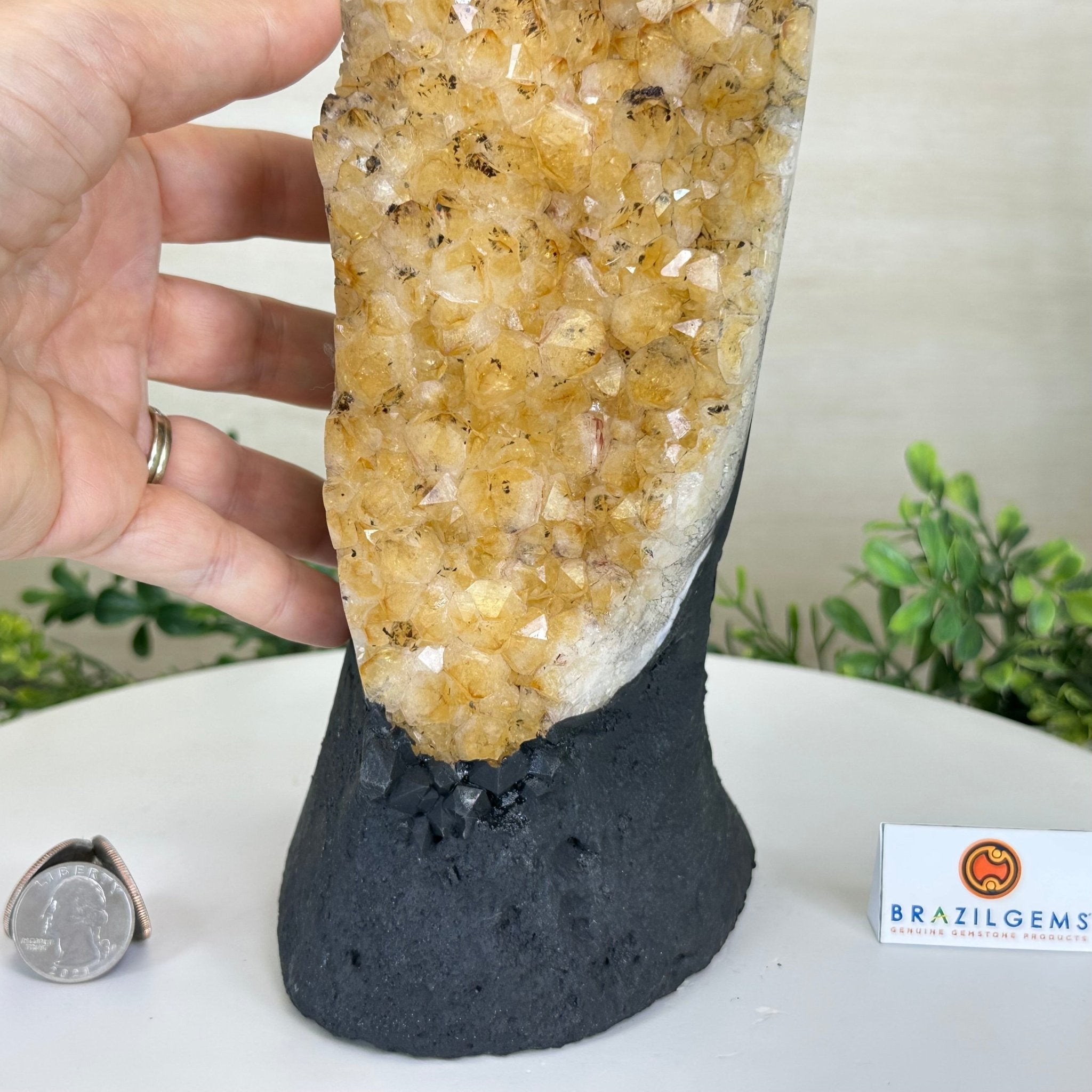 Extra Quality Citrine Cluster on Cement Base, 8.4 lbs and 13.4" Tall 5615 - 0060 - Brazil GemsBrazil GemsExtra Quality Citrine Cluster on Cement Base, 8.4 lbs and 13.4" Tall 5615 - 0060Clusters on Cement Bases5615 - 0060