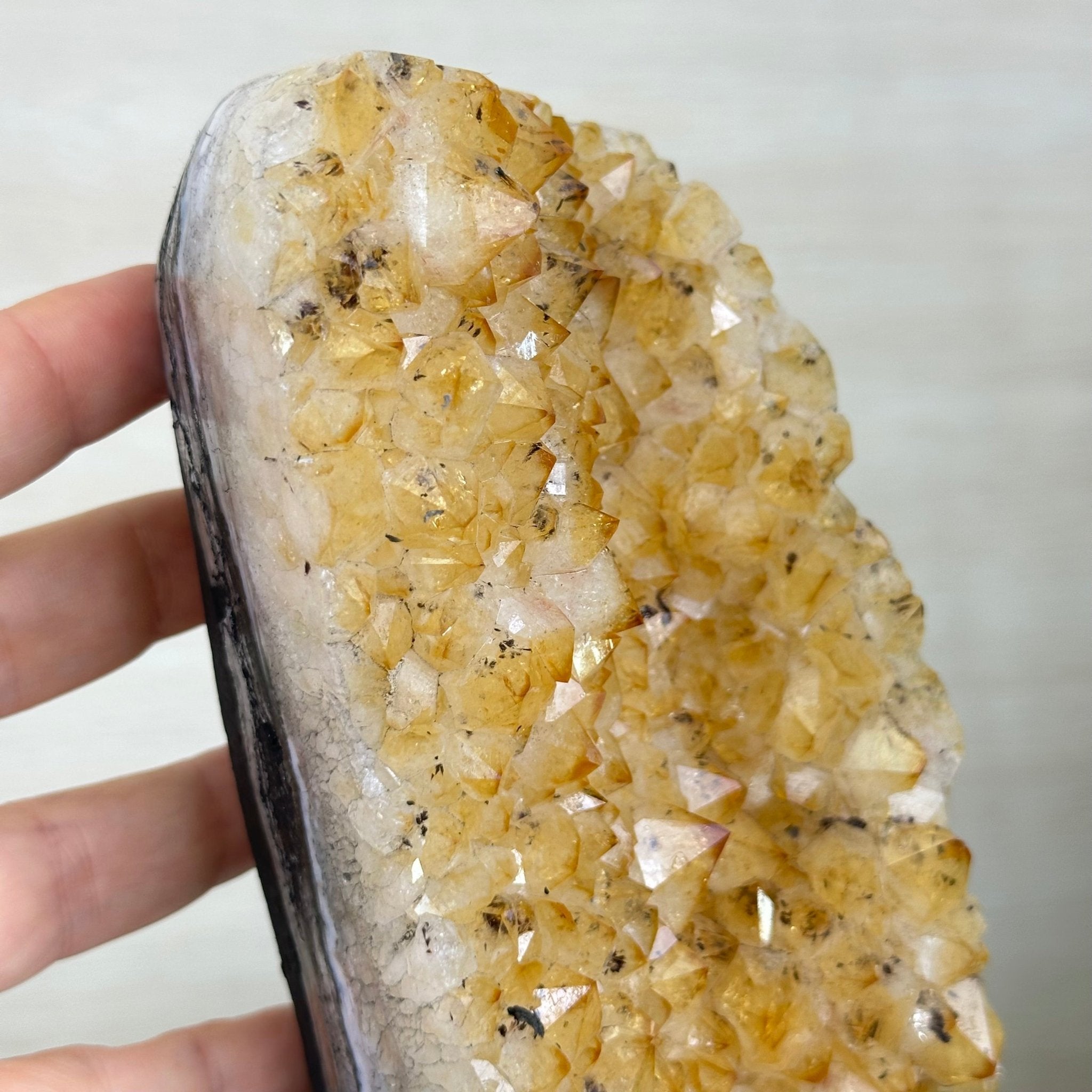 Extra Quality Citrine Cluster on Cement Base, 8.4 lbs and 13.4" Tall 5615 - 0060 - Brazil GemsBrazil GemsExtra Quality Citrine Cluster on Cement Base, 8.4 lbs and 13.4" Tall 5615 - 0060Clusters on Cement Bases5615 - 0060