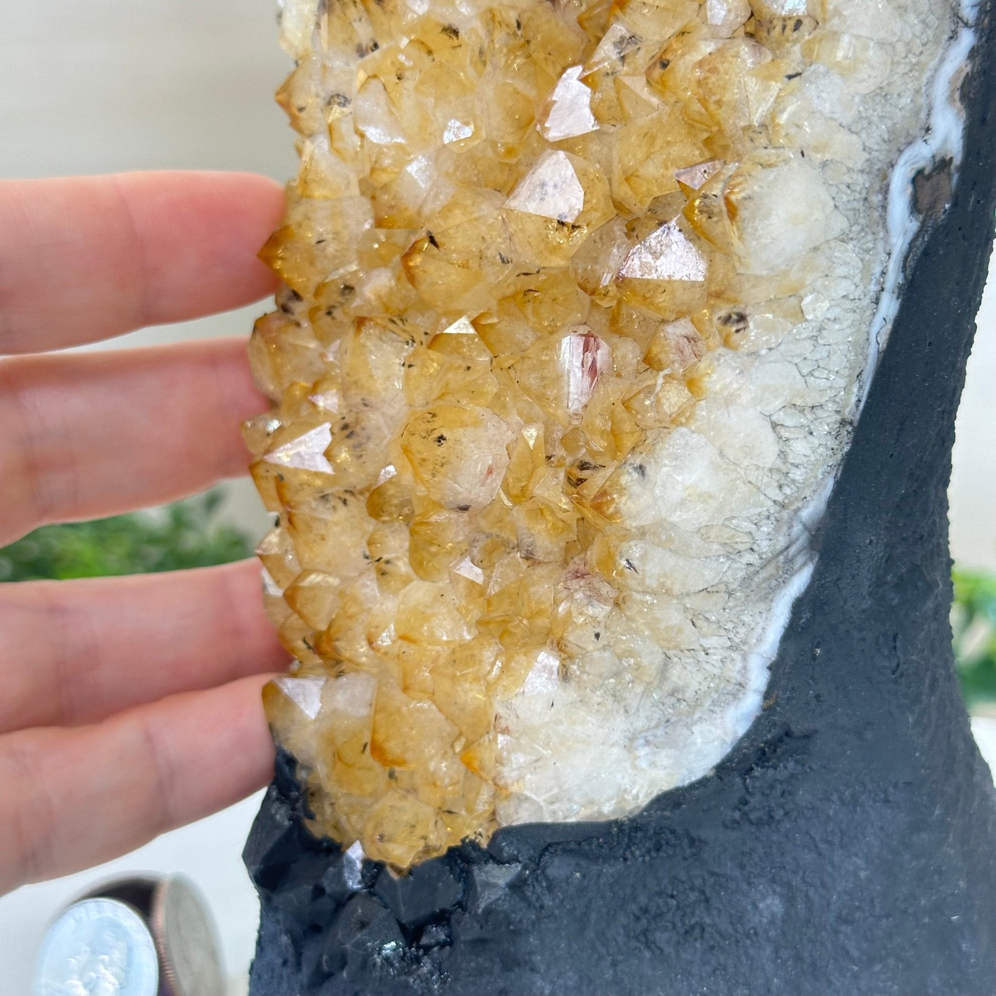 Extra Quality Citrine Cluster on Cement Base, 8.4 lbs and 13.4" Tall 5615 - 0060 - Brazil GemsBrazil GemsExtra Quality Citrine Cluster on Cement Base, 8.4 lbs and 13.4" Tall 5615 - 0060Clusters on Cement Bases5615 - 0060