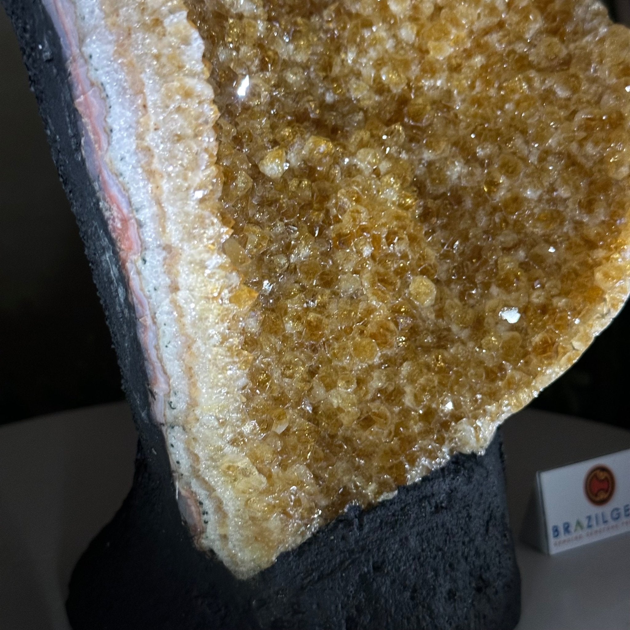 Extra Quality Citrine Cluster on Cement Base, 8.6 lbs and 10" Tall 5615 - 0061 - Brazil GemsBrazil GemsExtra Quality Citrine Cluster on Cement Base, 8.6 lbs and 10" Tall 5615 - 0061Clusters on Cement Bases5615 - 0061
