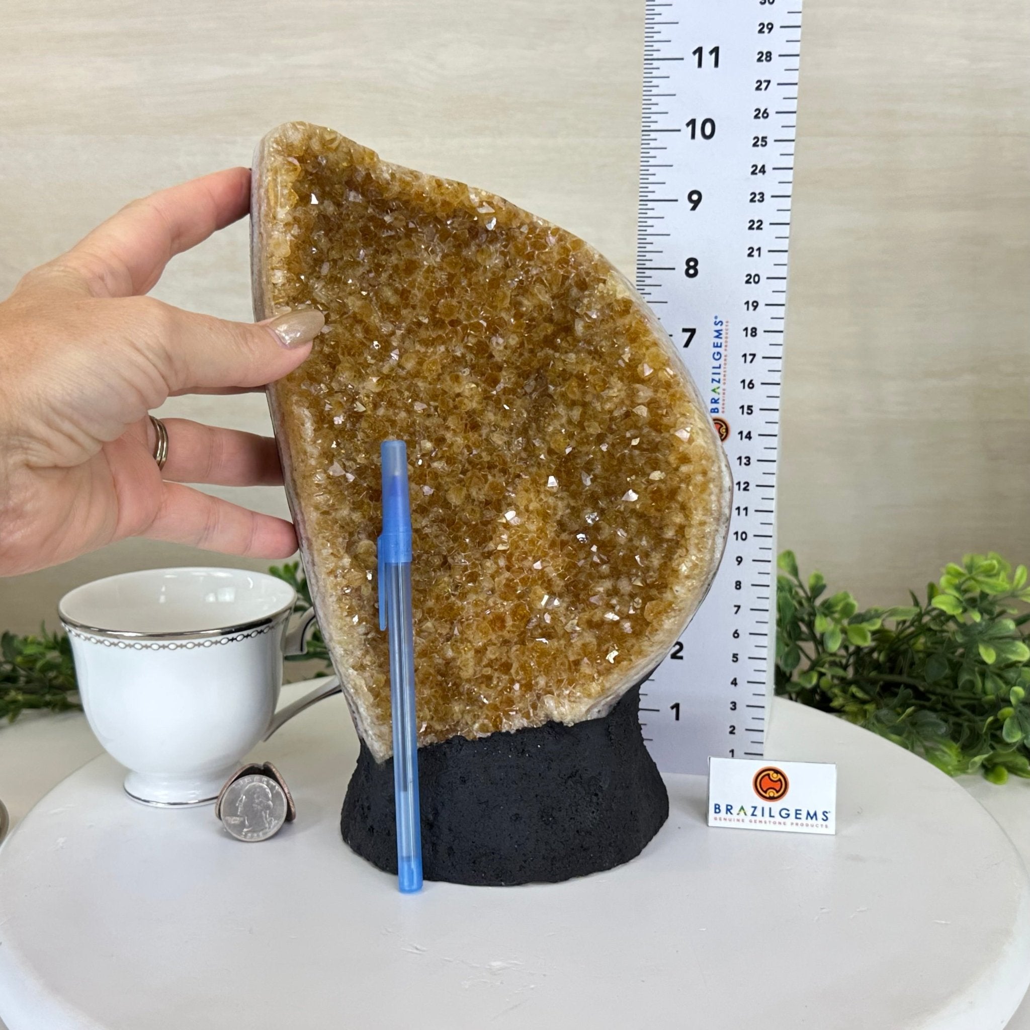 Extra Quality Citrine Cluster on Cement Base, 8.6 lbs and 10" Tall 5615 - 0061 - Brazil GemsBrazil GemsExtra Quality Citrine Cluster on Cement Base, 8.6 lbs and 10" Tall 5615 - 0061Clusters on Cement Bases5615 - 0061