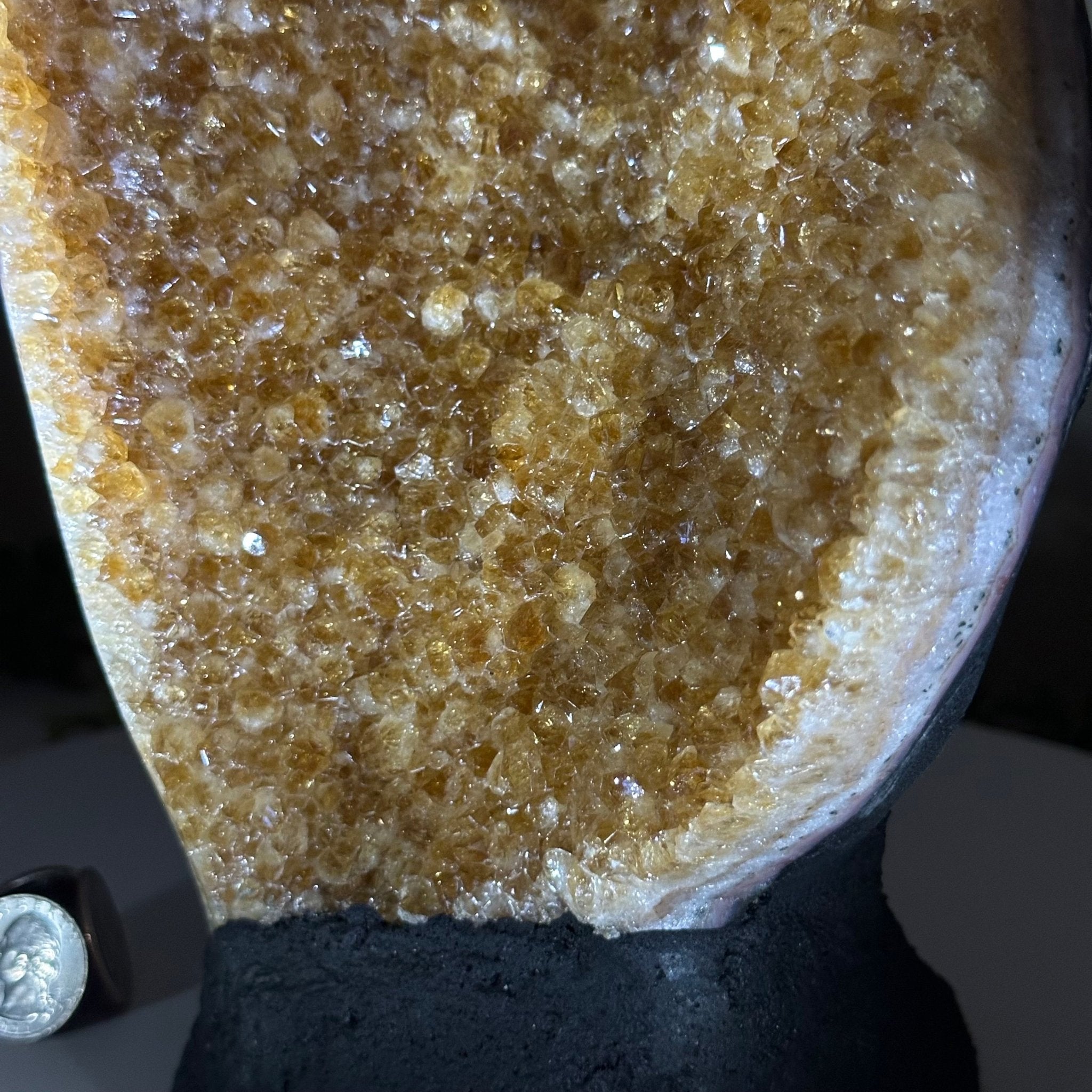 Extra Quality Citrine Cluster on Cement Base, 8.6 lbs and 10" Tall 5615 - 0061 - Brazil GemsBrazil GemsExtra Quality Citrine Cluster on Cement Base, 8.6 lbs and 10" Tall 5615 - 0061Clusters on Cement Bases5615 - 0061