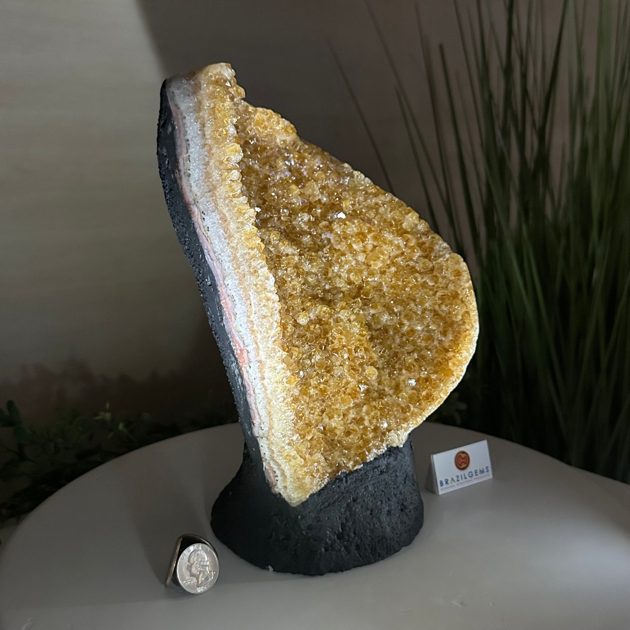Extra Quality Citrine Cluster on Cement Base, 8.6 lbs and 10" Tall 5615 - 0061 - Brazil GemsBrazil GemsExtra Quality Citrine Cluster on Cement Base, 8.6 lbs and 10" Tall 5615 - 0061Clusters on Cement Bases5615 - 0061