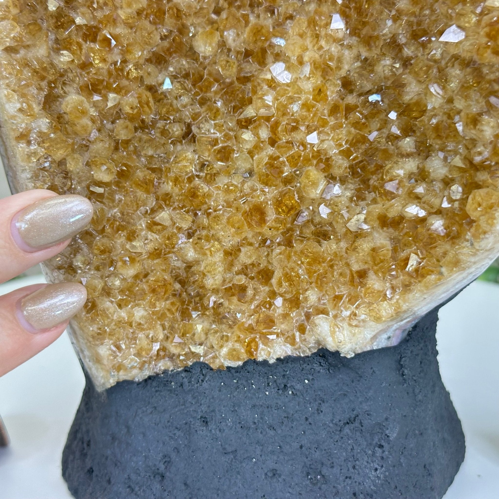 Extra Quality Citrine Cluster on Cement Base, 8.6 lbs and 10" Tall 5615 - 0061 - Brazil GemsBrazil GemsExtra Quality Citrine Cluster on Cement Base, 8.6 lbs and 10" Tall 5615 - 0061Clusters on Cement Bases5615 - 0061