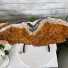Extra Quality Citrine Heart Geode, metal stand, 33.1 lbs & 14.5" Tall Model #5465-0005 by Brazil Gems - Brazil GemsBrazil GemsExtra Quality Citrine Heart Geode, metal stand, 33.1 lbs & 14.5" Tall Model #5465-0005 by Brazil GemsHearts5465-0005