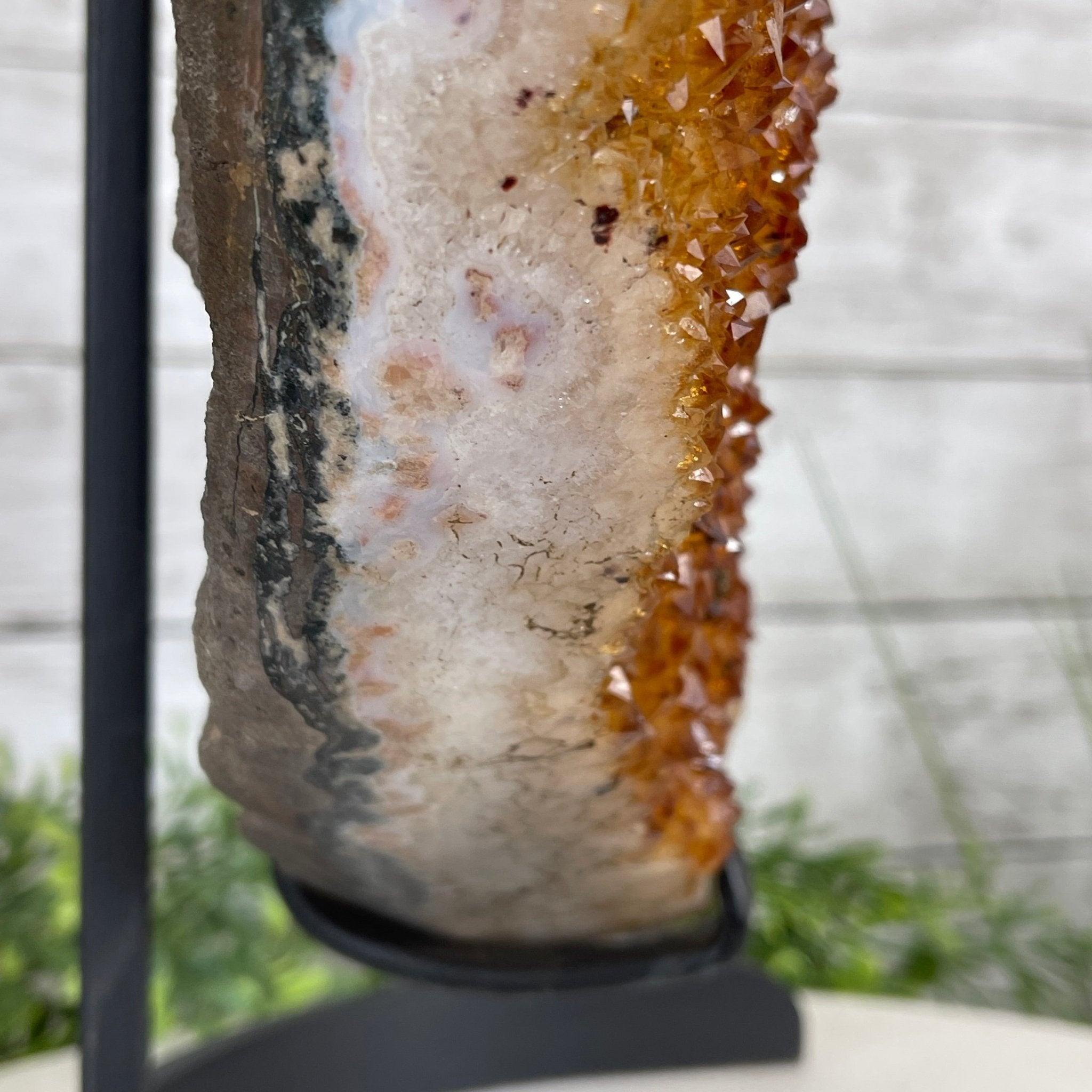 Extra Quality Citrine Heart Geode, metal stand, 33.1 lbs & 14.5" Tall Model #5465-0005 by Brazil Gems - Brazil GemsBrazil GemsExtra Quality Citrine Heart Geode, metal stand, 33.1 lbs & 14.5" Tall Model #5465-0005 by Brazil GemsHearts5465-0005