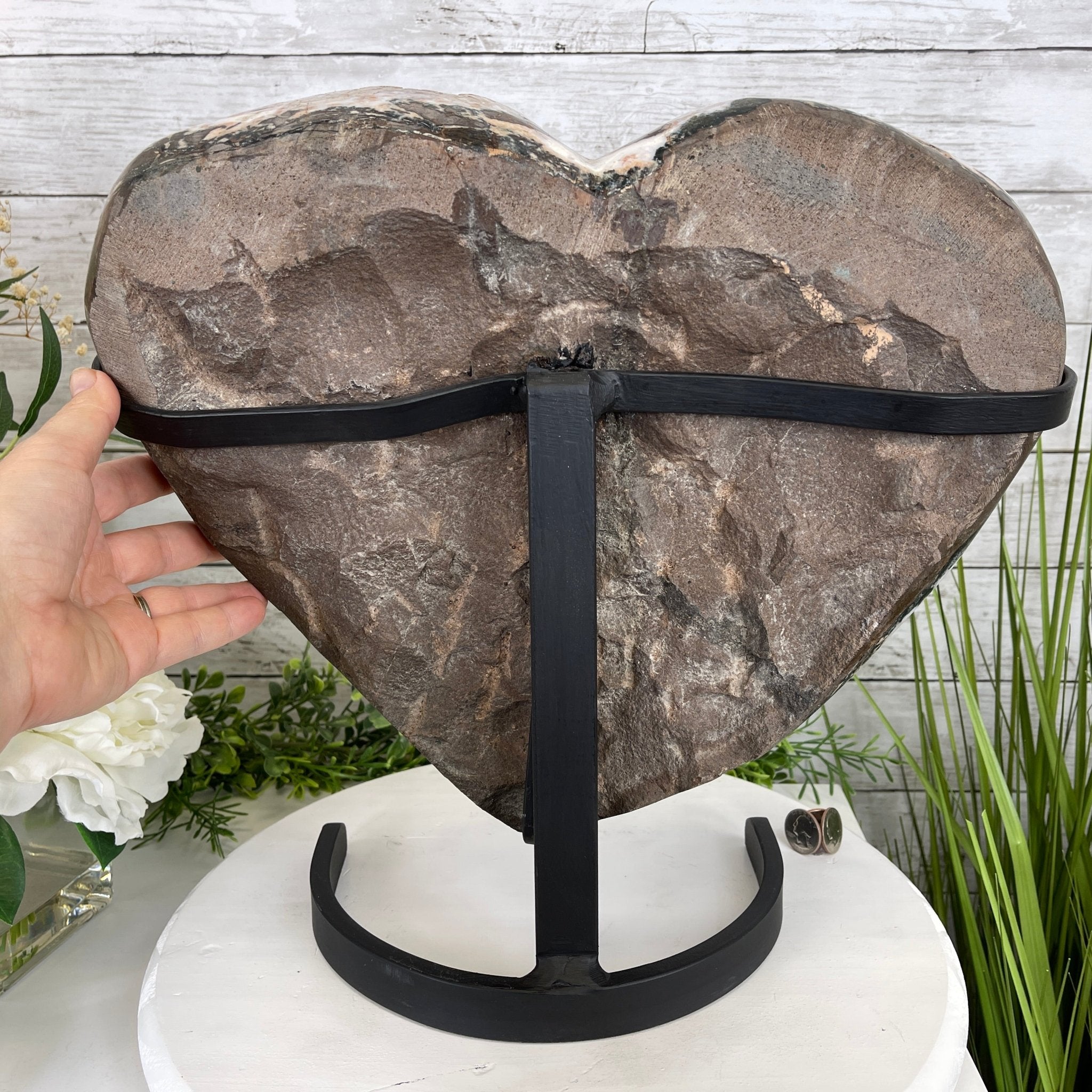 Extra Quality Citrine Heart Geode, metal stand, 33.1 lbs & 14.5" Tall Model #5465-0005 by Brazil Gems - Brazil GemsBrazil GemsExtra Quality Citrine Heart Geode, metal stand, 33.1 lbs & 14.5" Tall Model #5465-0005 by Brazil GemsHearts5465-0005
