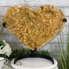 Extra Quality Citrine Heart Geode, metal stand, 49.3 lbs & 18.25" Tall Model #5465-0006 by Brazil Gems - Brazil GemsBrazil GemsExtra Quality Citrine Heart Geode, metal stand, 49.3 lbs & 18.25" Tall Model #5465-0006 by Brazil GemsHearts5465-0006