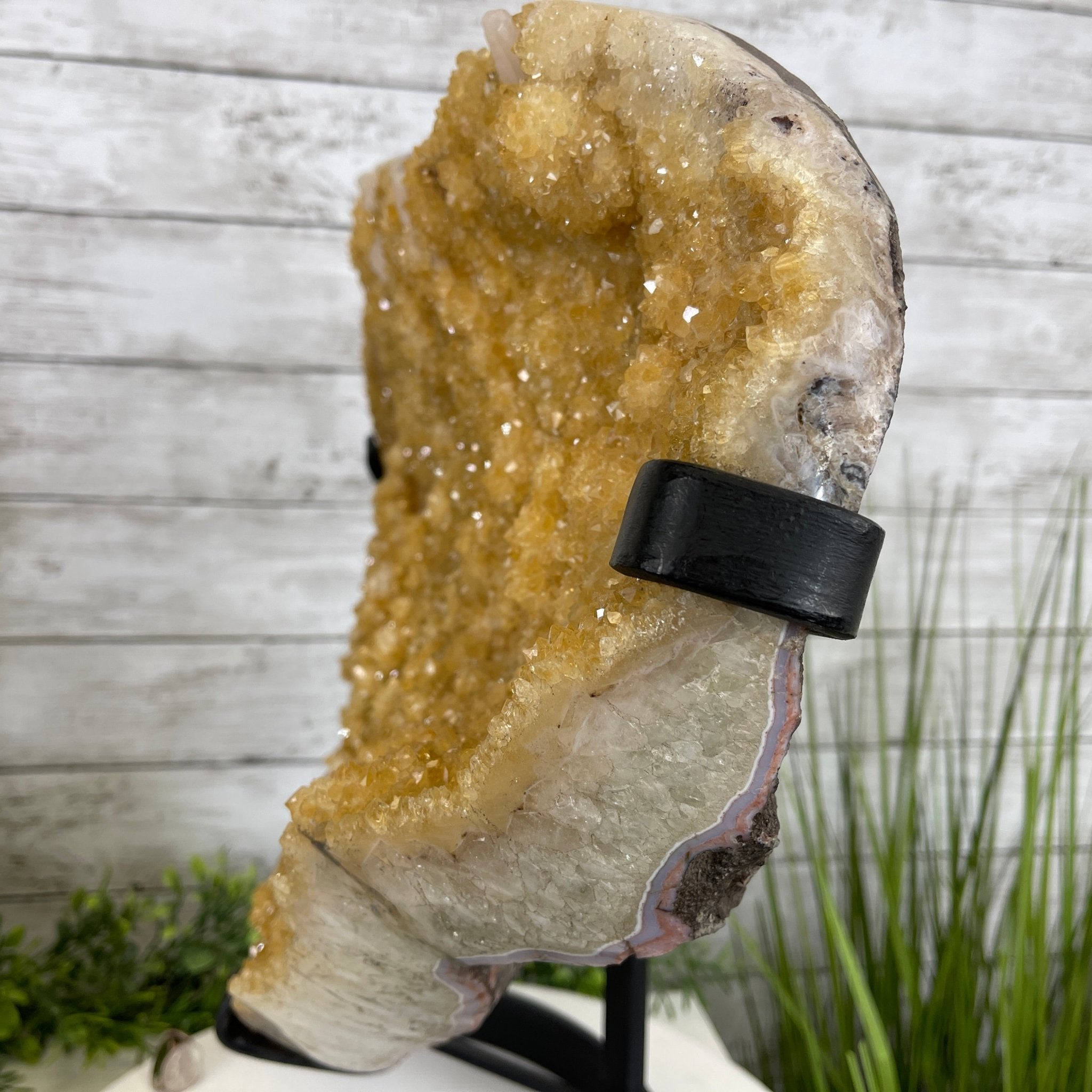 Extra Quality Citrine Heart Geode, metal stand, 49.3 lbs & 18.25" Tall Model #5465-0006 by Brazil Gems - Brazil GemsBrazil GemsExtra Quality Citrine Heart Geode, metal stand, 49.3 lbs & 18.25" Tall Model #5465-0006 by Brazil GemsHearts5465-0006