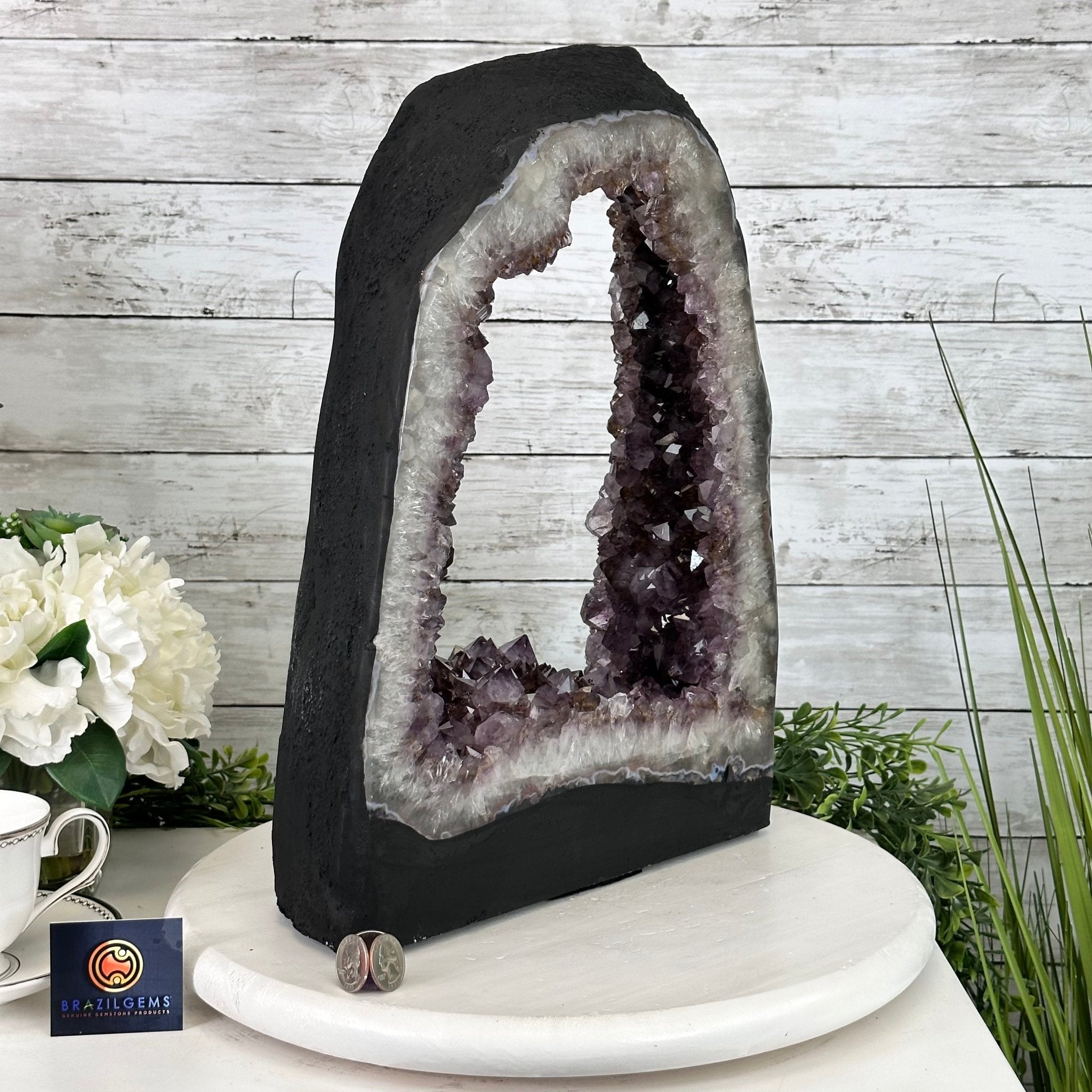 Extra Quality Open 2-Sided Brazilian Amethyst Cathedral, 29.9 lbs, 16.1" tall, Model #5605-0139 by Brazil Gems - Brazil GemsBrazil GemsExtra Quality Open 2-Sided Brazilian Amethyst Cathedral, 29.9 lbs, 16.1" tall, Model #5605-0139 by Brazil GemsOpen 2-Sided Cathedrals5605-0139