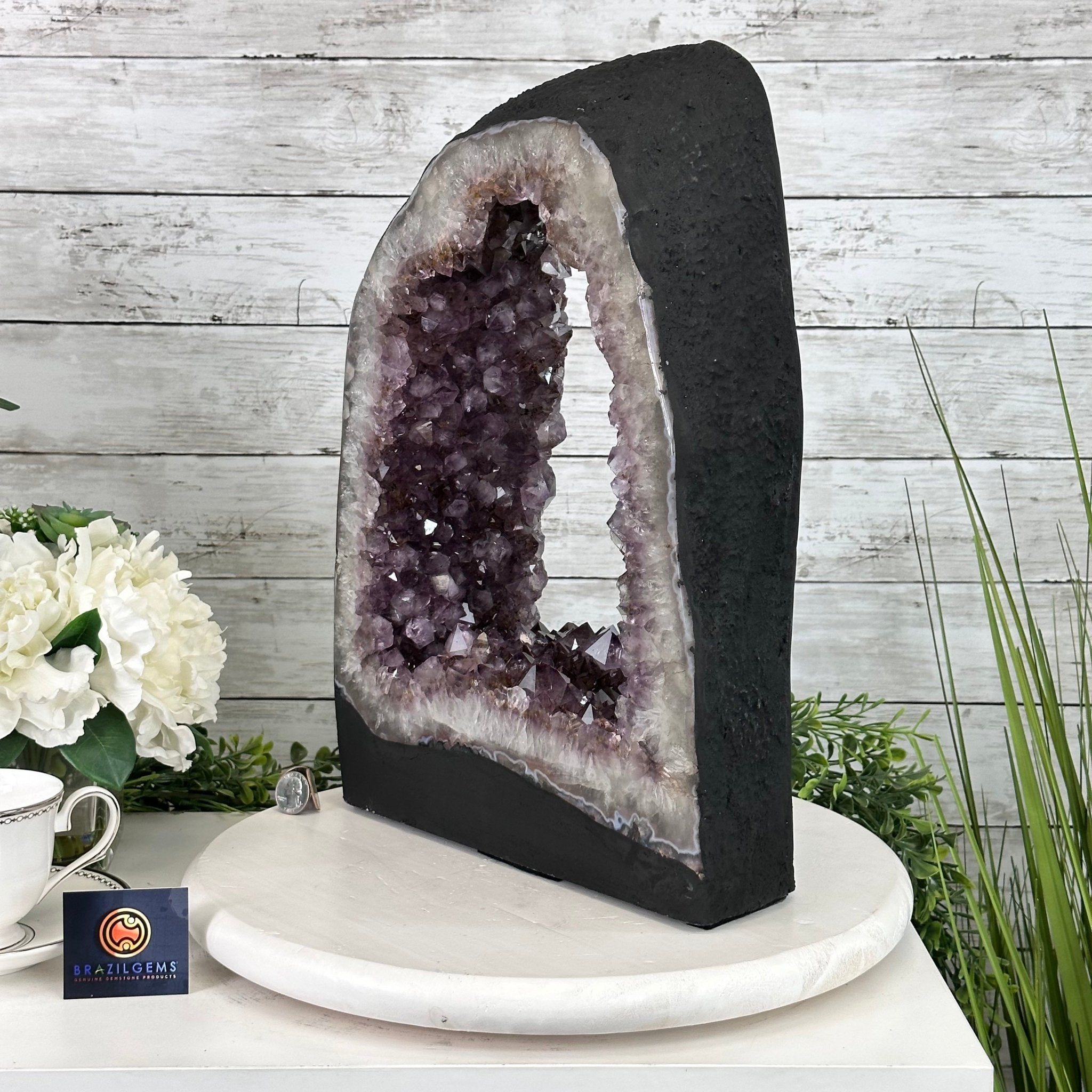 Extra Quality Open 2-Sided Brazilian Amethyst Cathedral, 29.9 lbs, 16.1" tall, Model #5605-0139 by Brazil Gems - Brazil GemsBrazil GemsExtra Quality Open 2-Sided Brazilian Amethyst Cathedral, 29.9 lbs, 16.1" tall, Model #5605-0139 by Brazil GemsOpen 2-Sided Cathedrals5605-0139