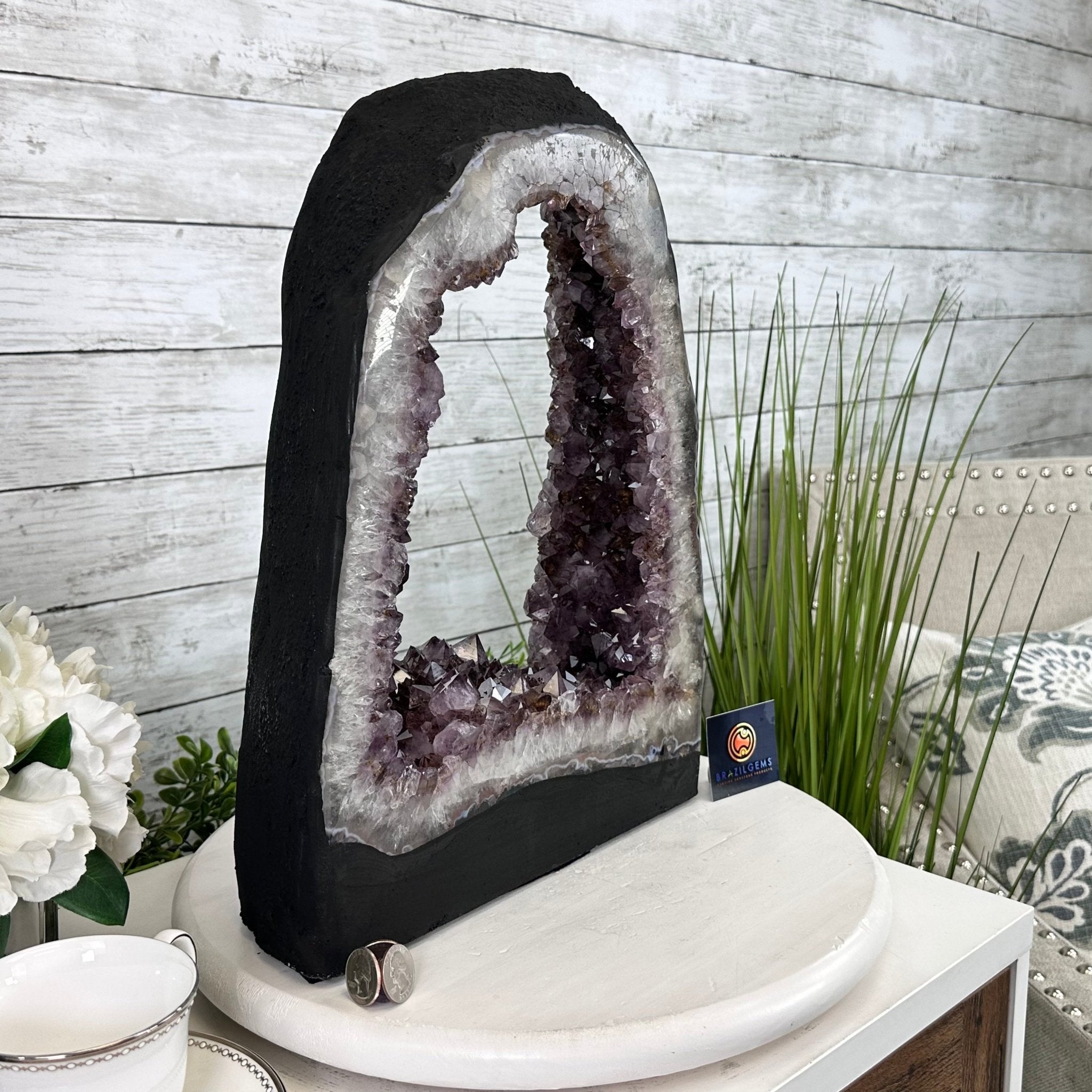 Extra Quality Open 2-Sided Brazilian Amethyst Cathedral, 29.9 lbs, 16.1" tall, Model #5605-0139 by Brazil Gems - Brazil GemsBrazil GemsExtra Quality Open 2-Sided Brazilian Amethyst Cathedral, 29.9 lbs, 16.1" tall, Model #5605-0139 by Brazil GemsOpen 2-Sided Cathedrals5605-0139