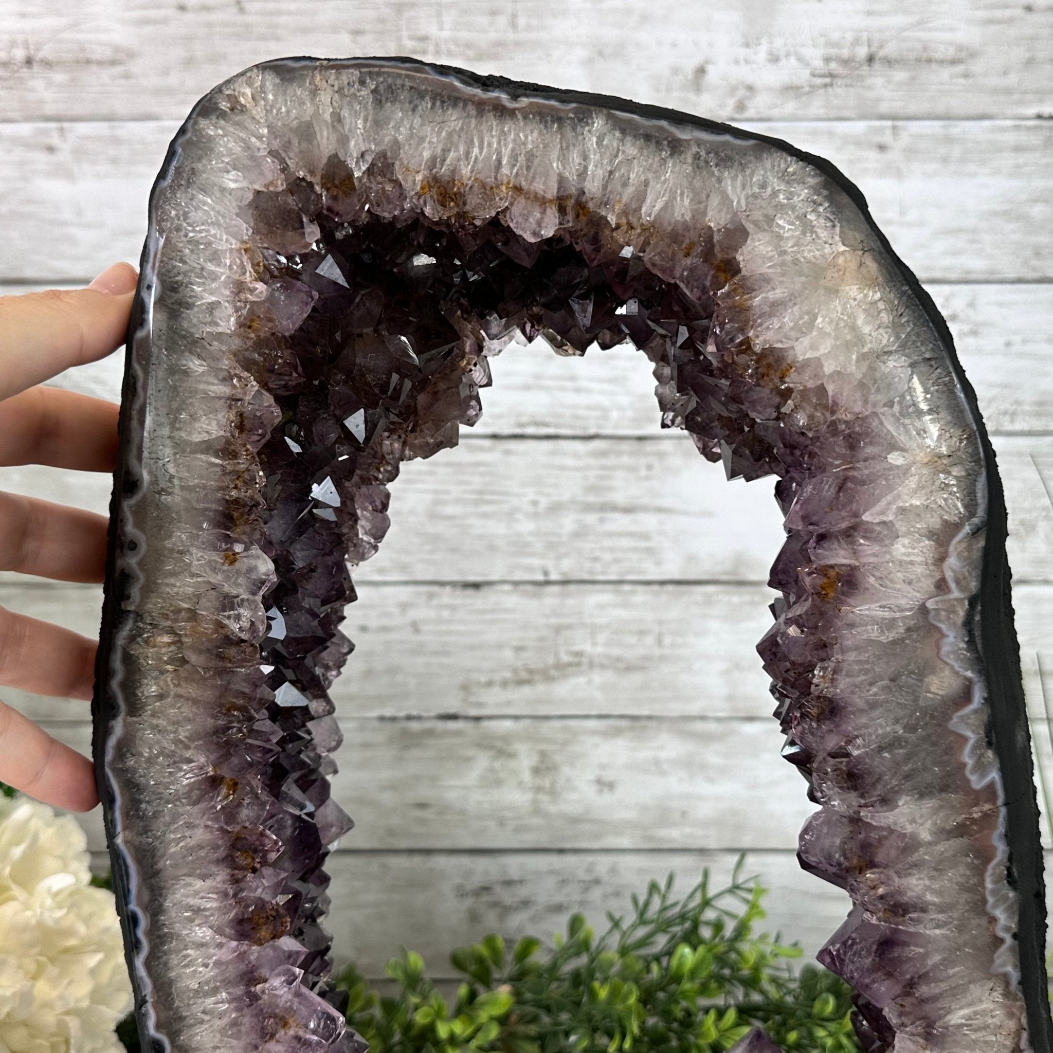 Extra Quality Open 2-Sided Brazilian Amethyst Cathedral, 29.9 lbs, 16.1" tall, Model #5605-0139 by Brazil Gems - Brazil GemsBrazil GemsExtra Quality Open 2-Sided Brazilian Amethyst Cathedral, 29.9 lbs, 16.1" tall, Model #5605-0139 by Brazil GemsOpen 2-Sided Cathedrals5605-0139