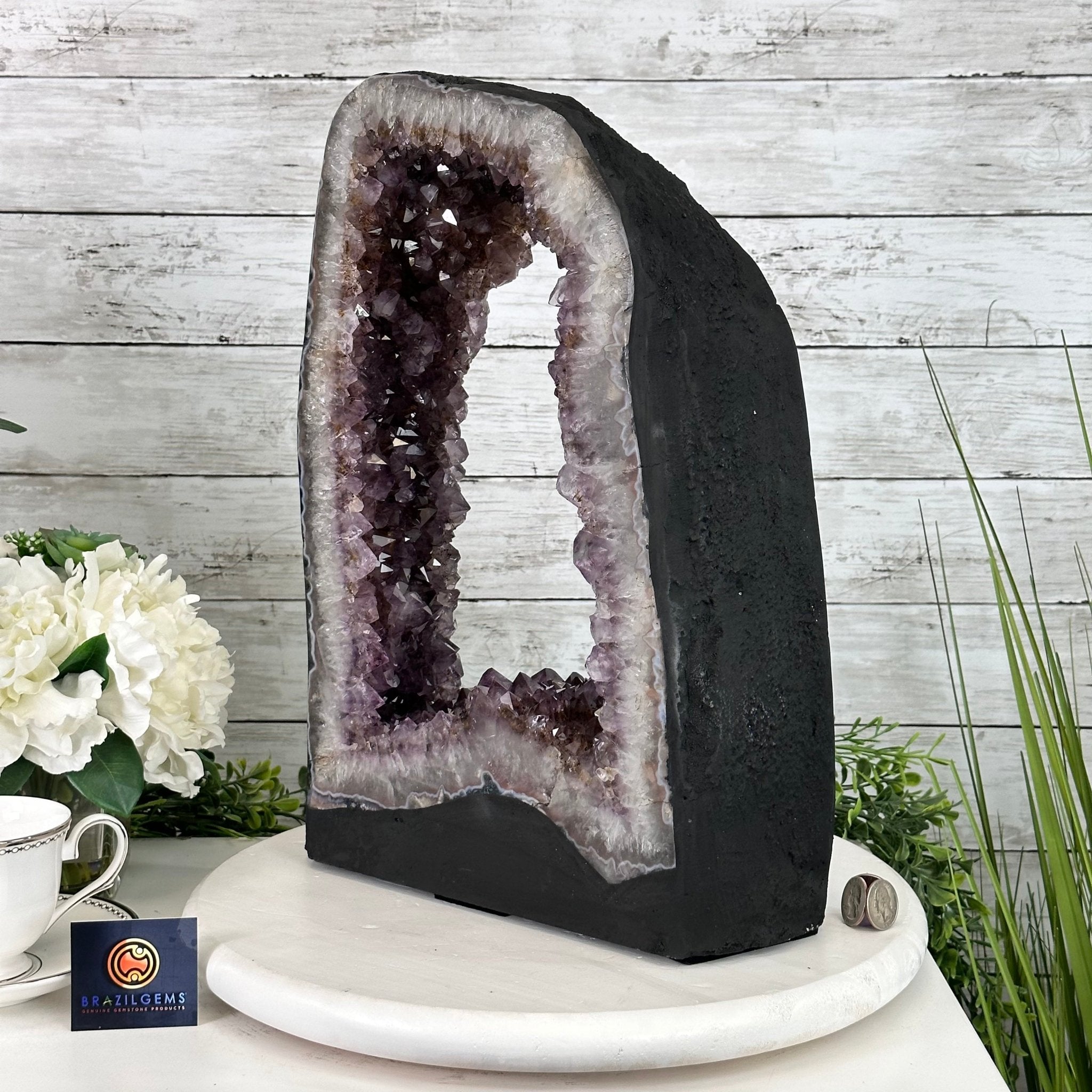 Extra Quality Open 2-Sided Brazilian Amethyst Cathedral, 29.9 lbs, 16.1" tall, Model #5605-0139 by Brazil Gems - Brazil GemsBrazil GemsExtra Quality Open 2-Sided Brazilian Amethyst Cathedral, 29.9 lbs, 16.1" tall, Model #5605-0139 by Brazil GemsOpen 2-Sided Cathedrals5605-0139