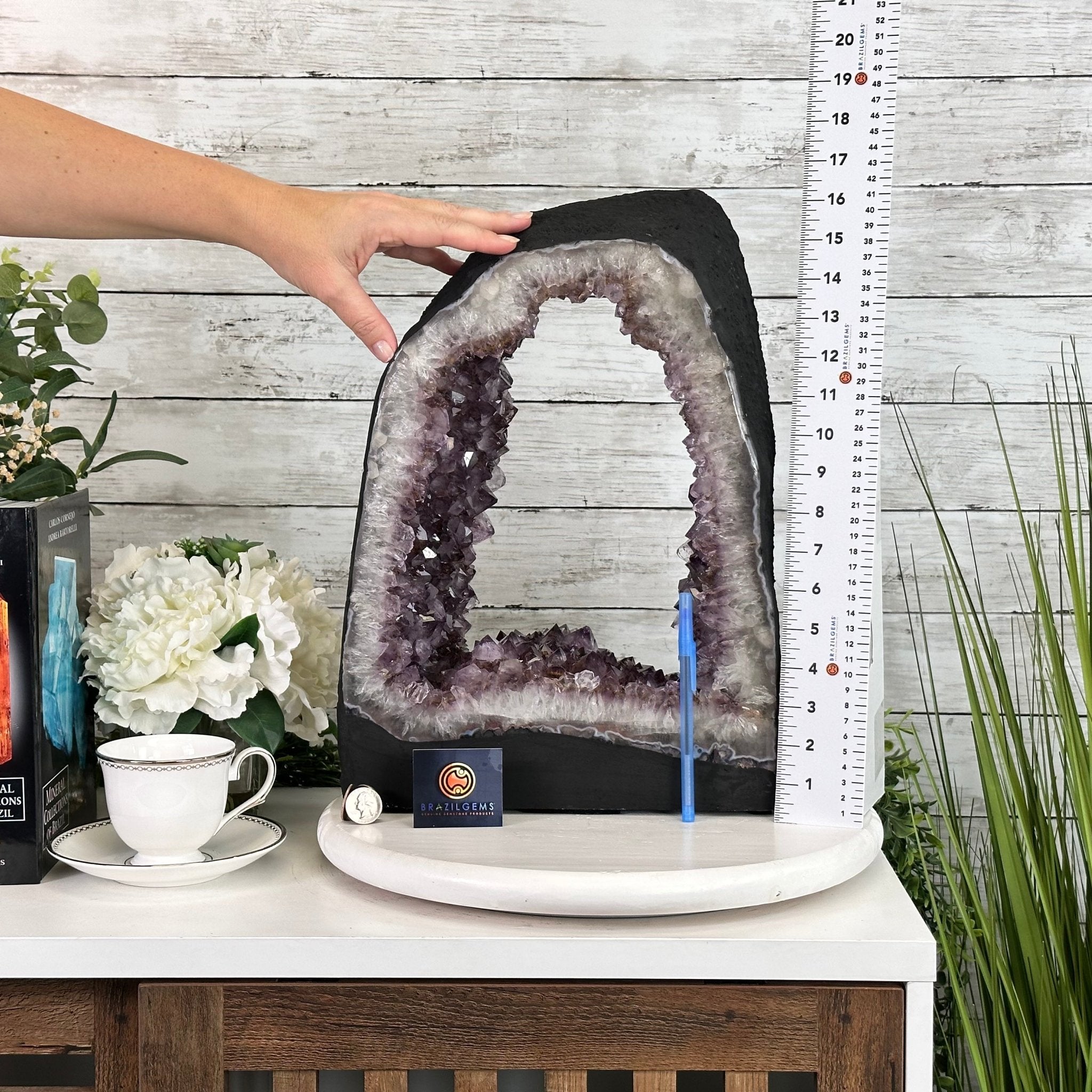 Extra Quality Open 2-Sided Brazilian Amethyst Cathedral, 29.9 lbs, 16.1" tall, Model #5605-0139 by Brazil Gems - Brazil GemsBrazil GemsExtra Quality Open 2-Sided Brazilian Amethyst Cathedral, 29.9 lbs, 16.1" tall, Model #5605-0139 by Brazil GemsOpen 2-Sided Cathedrals5605-0139