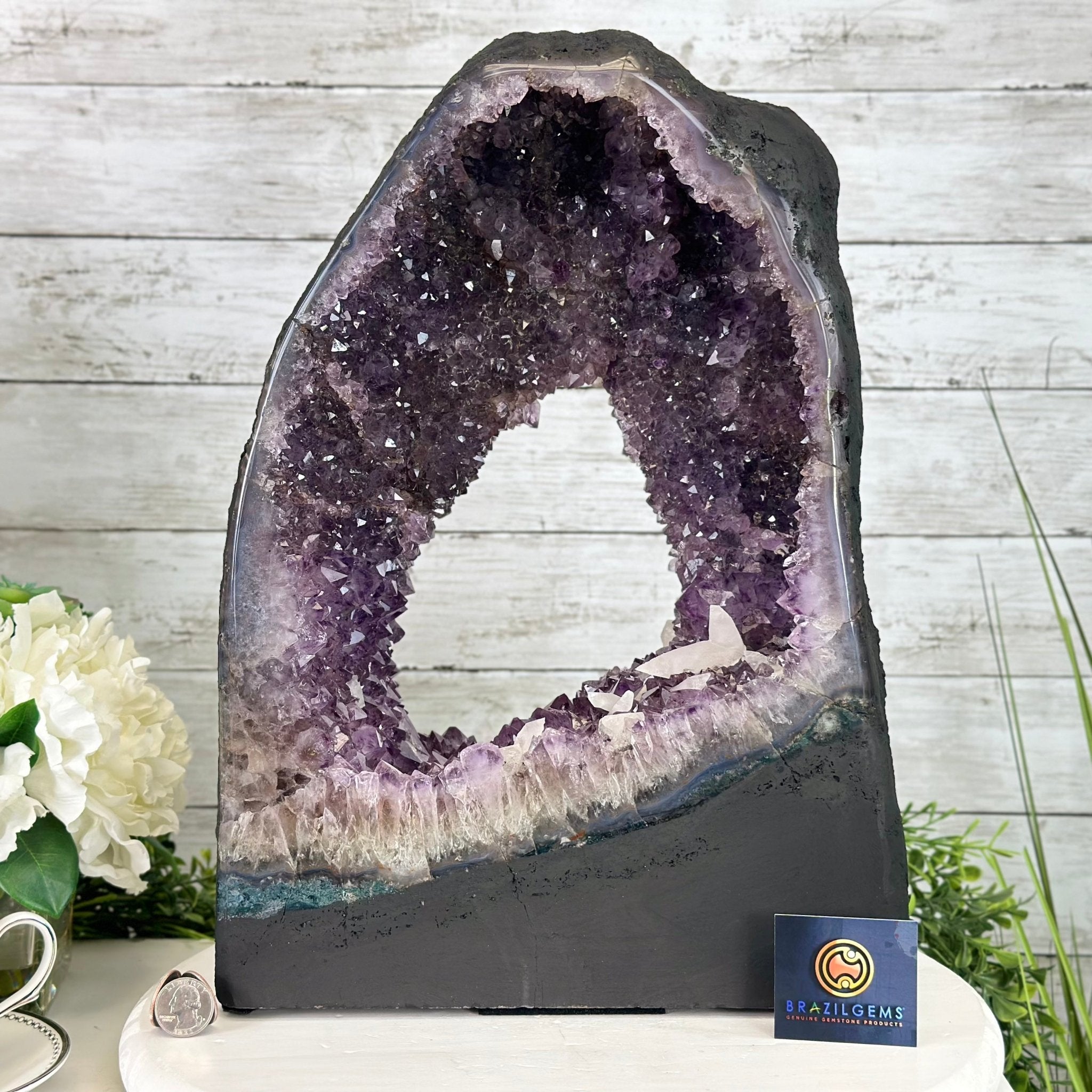 Extra Quality Open 2-Sided Brazilian Amethyst Cathedral, 34.8 lbs, 16.5" tall, Model #5605-0140 by Brazil Gems - Brazil GemsBrazil GemsExtra Quality Open 2-Sided Brazilian Amethyst Cathedral, 34.8 lbs, 16.5" tall, Model #5605-0140 by Brazil GemsOpen 2-Sided Cathedrals5605-0140