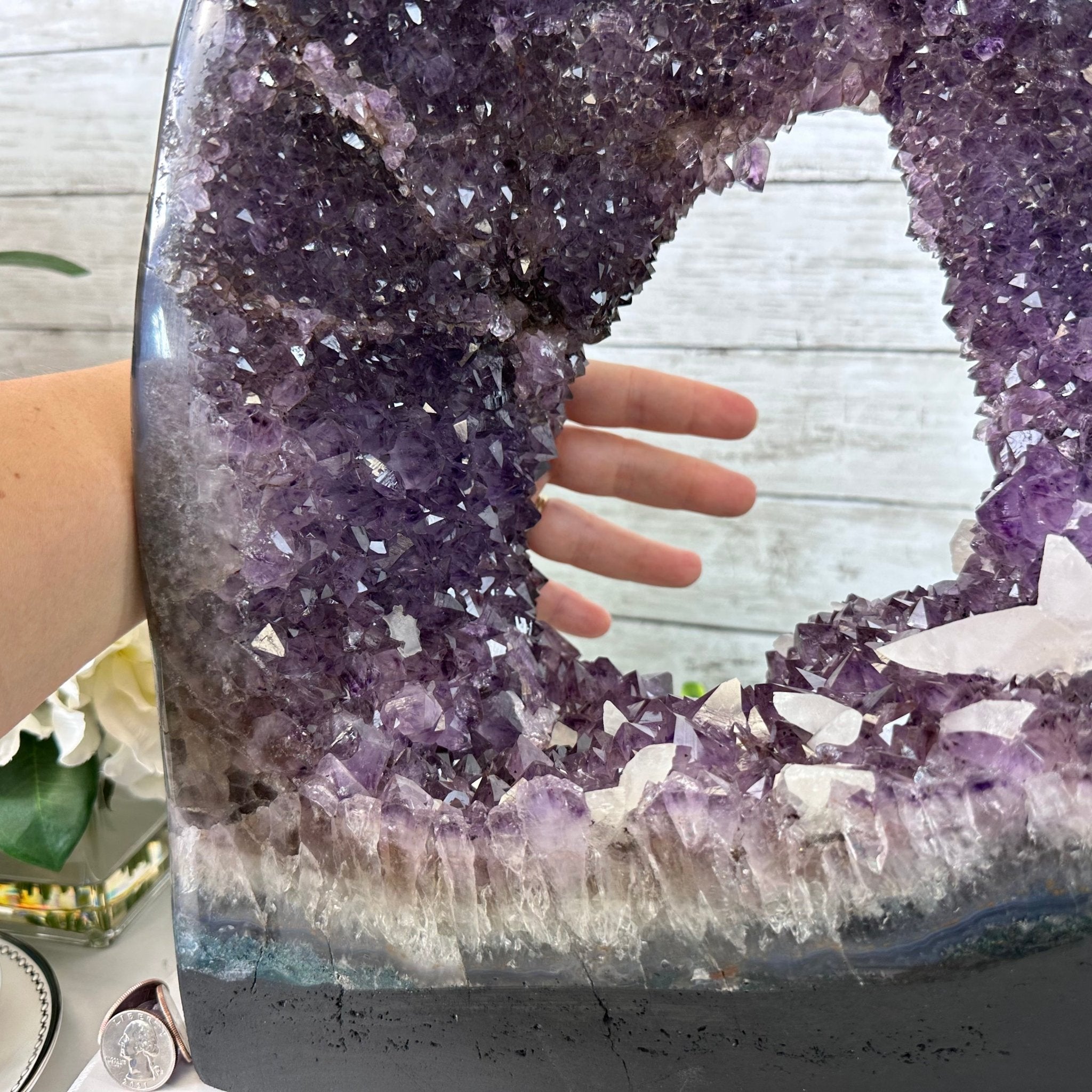 Extra Quality Open 2-Sided Brazilian Amethyst Cathedral, 34.8 lbs, 16.5" tall, Model #5605-0140 by Brazil Gems - Brazil GemsBrazil GemsExtra Quality Open 2-Sided Brazilian Amethyst Cathedral, 34.8 lbs, 16.5" tall, Model #5605-0140 by Brazil GemsOpen 2-Sided Cathedrals5605-0140