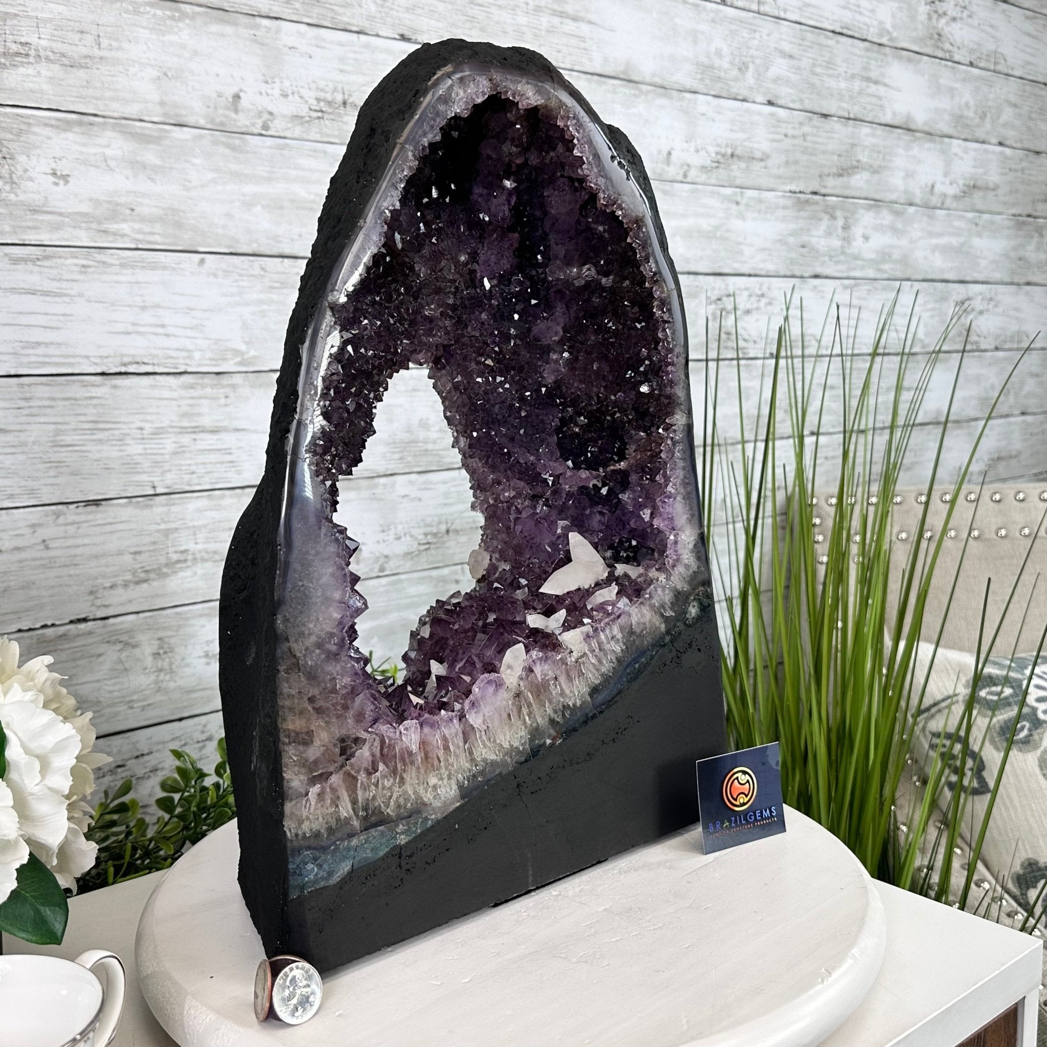 Extra Quality Open 2-Sided Brazilian Amethyst Cathedral, 34.8 lbs, 16.5" tall, Model #5605-0140 by Brazil Gems - Brazil GemsBrazil GemsExtra Quality Open 2-Sided Brazilian Amethyst Cathedral, 34.8 lbs, 16.5" tall, Model #5605-0140 by Brazil GemsOpen 2-Sided Cathedrals5605-0140