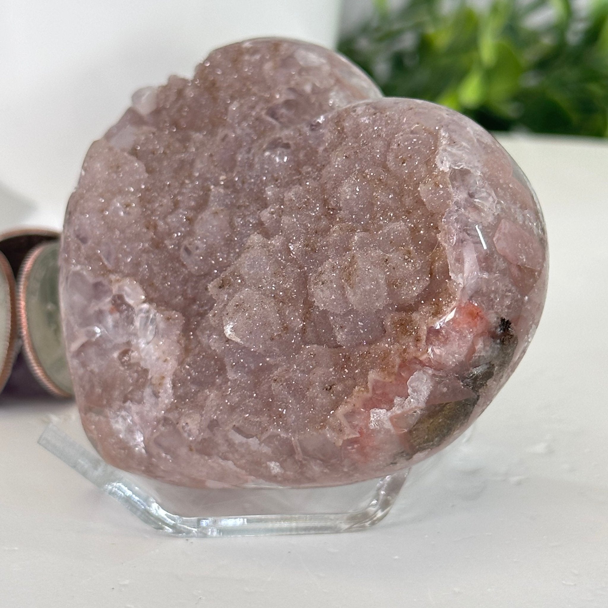 Extra Quality Pink Amethyst Heart Geode on an Acrylic Stand, 0.57 lbs & 2.1" Tall #5462-0042 by Brazil Gems - Brazil GemsBrazil GemsExtra Quality Pink Amethyst Heart Geode on an Acrylic Stand, 0.57 lbs & 2.1" Tall #5462-0042 by Brazil GemsHearts5462-0042