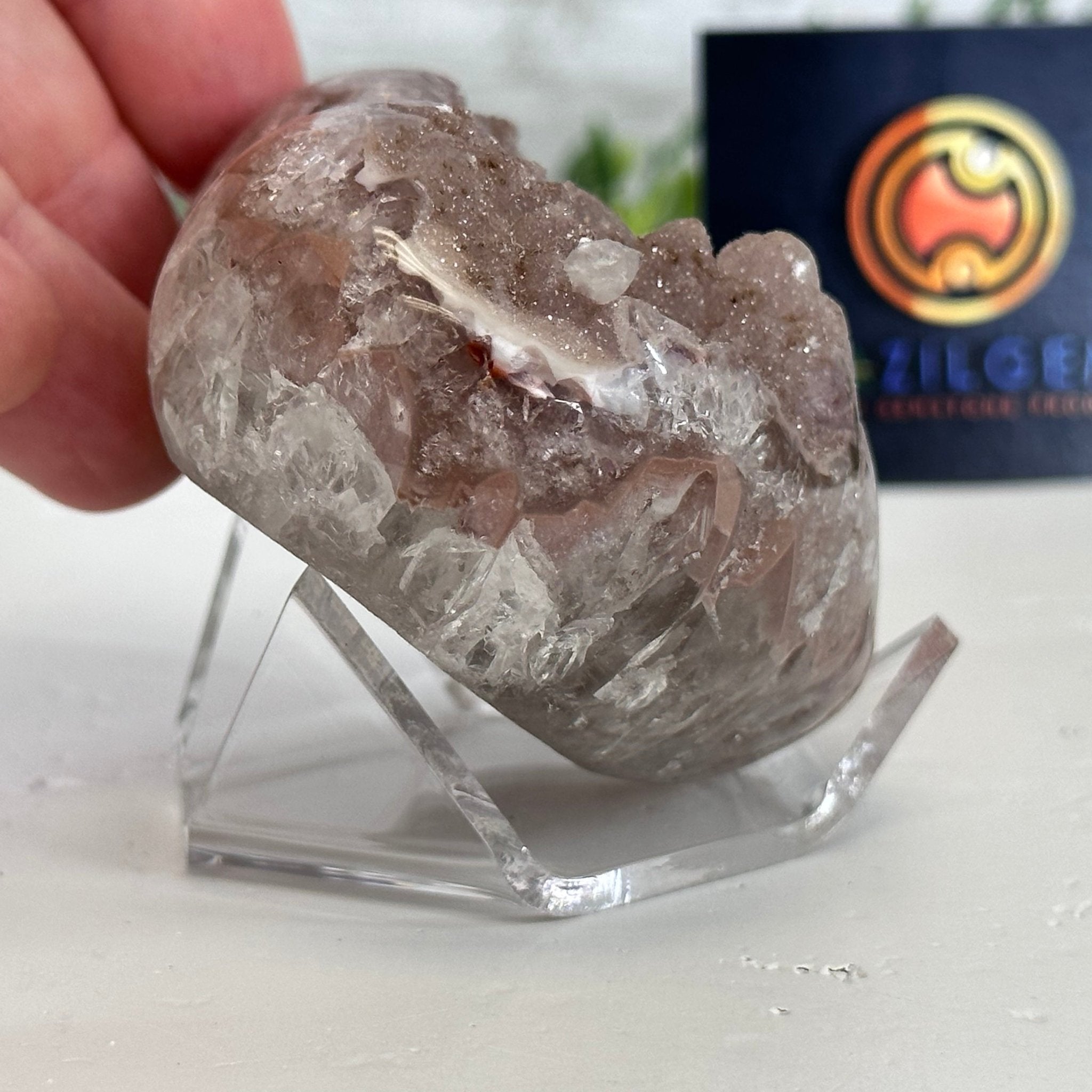 Extra Quality Pink Amethyst Heart Geode on an Acrylic Stand, 0.57 lbs & 2.1" Tall #5462-0042 by Brazil Gems - Brazil GemsBrazil GemsExtra Quality Pink Amethyst Heart Geode on an Acrylic Stand, 0.57 lbs & 2.1" Tall #5462-0042 by Brazil GemsHearts5462-0042