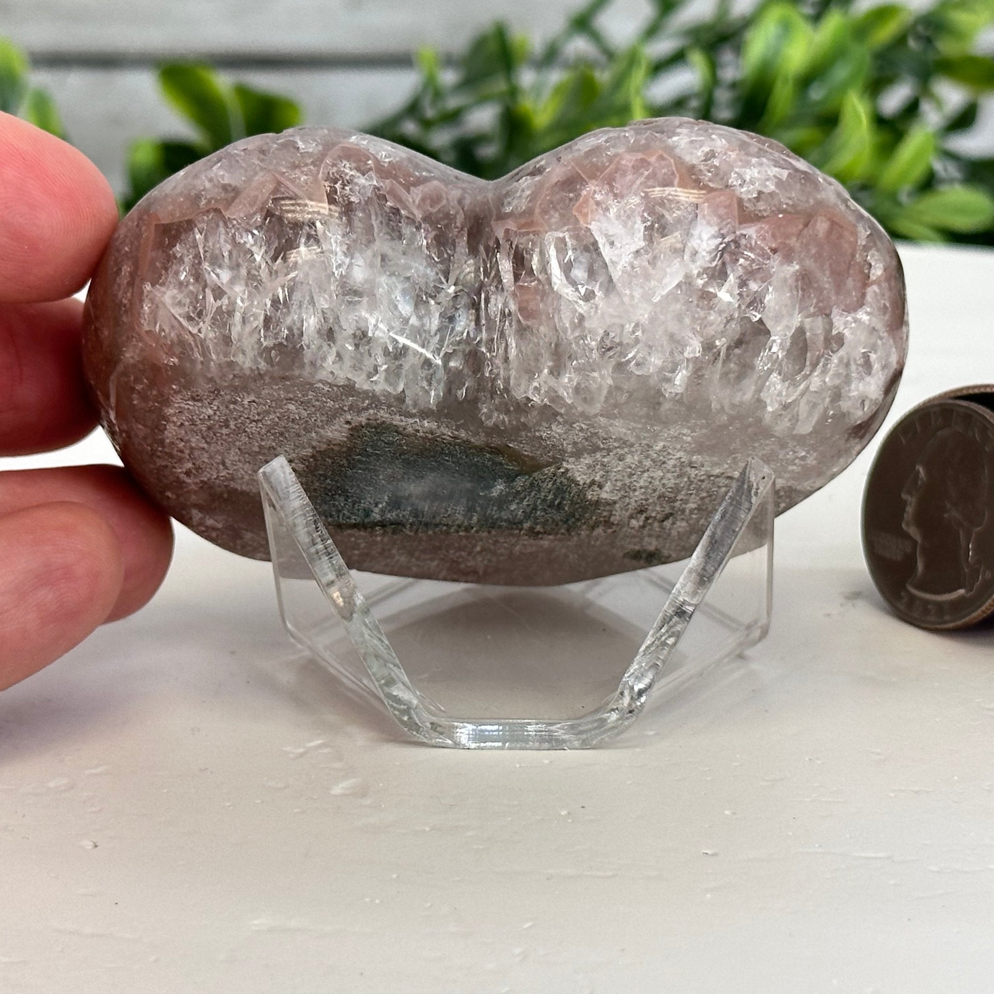 Extra Quality Pink Amethyst Heart Geode on an Acrylic Stand, 0.57 lbs & 2.1" Tall #5462-0042 by Brazil Gems - Brazil GemsBrazil GemsExtra Quality Pink Amethyst Heart Geode on an Acrylic Stand, 0.57 lbs & 2.1" Tall #5462-0042 by Brazil GemsHearts5462-0042