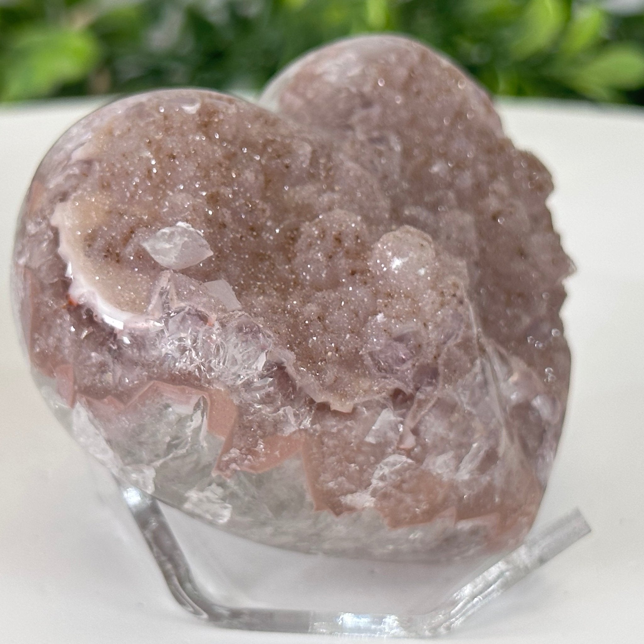 Extra Quality Pink Amethyst Heart Geode on an Acrylic Stand, 0.57 lbs & 2.1" Tall #5462-0042 by Brazil Gems - Brazil GemsBrazil GemsExtra Quality Pink Amethyst Heart Geode on an Acrylic Stand, 0.57 lbs & 2.1" Tall #5462-0042 by Brazil GemsHearts5462-0042