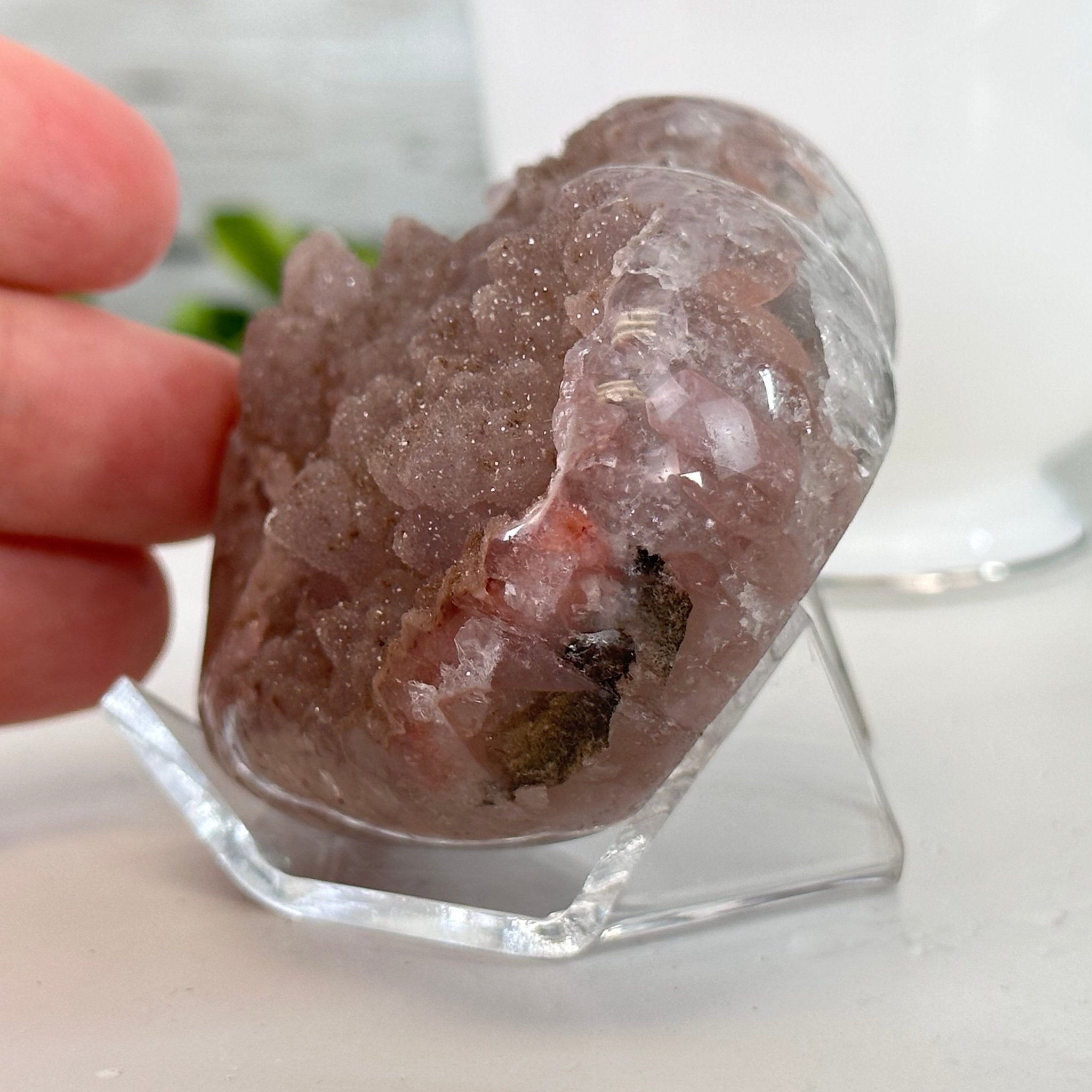 Extra Quality Pink Amethyst Heart Geode on an Acrylic Stand, 0.57 lbs & 2.1" Tall #5462-0042 by Brazil Gems - Brazil GemsBrazil GemsExtra Quality Pink Amethyst Heart Geode on an Acrylic Stand, 0.57 lbs & 2.1" Tall #5462-0042 by Brazil GemsHearts5462-0042