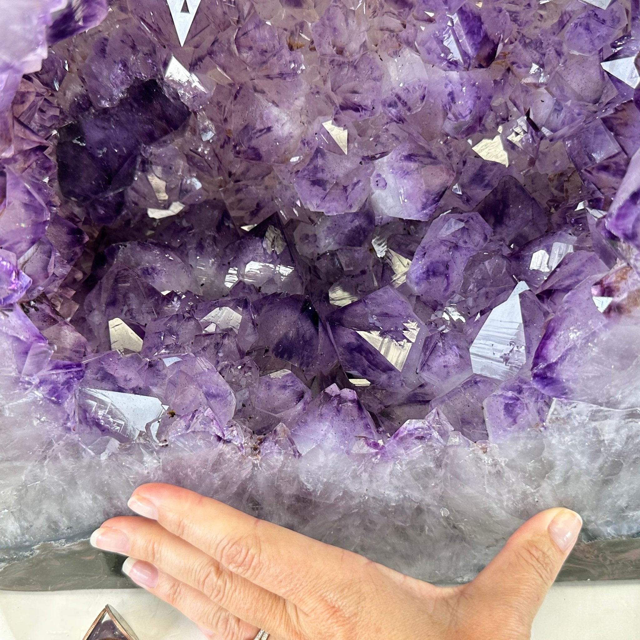 Extra Quality Polished Brazilian Amethyst Cathedral, 102.1 lbs & 18.3" tall Model #5602-0045 by Brazil Gems - Brazil GemsBrazil GemsExtra Quality Polished Brazilian Amethyst Cathedral, 102.1 lbs & 18.3" tall Model #5602-0045 by Brazil GemsPolished Cathedrals5602-0045