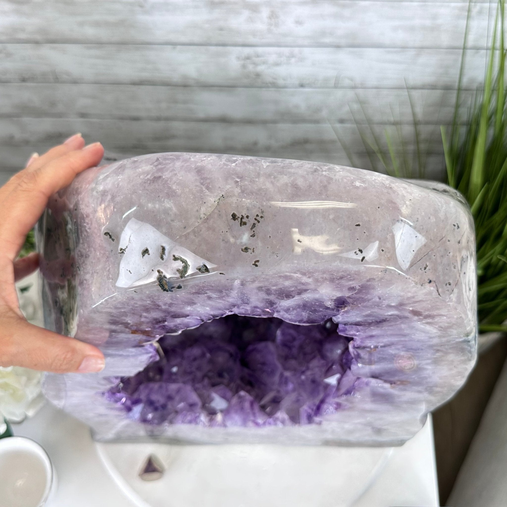 Extra Quality Polished Brazilian Amethyst Cathedral, 102.1 lbs & 18.3" tall Model #5602-0045 by Brazil Gems - Brazil GemsBrazil GemsExtra Quality Polished Brazilian Amethyst Cathedral, 102.1 lbs & 18.3" tall Model #5602-0045 by Brazil GemsPolished Cathedrals5602-0045