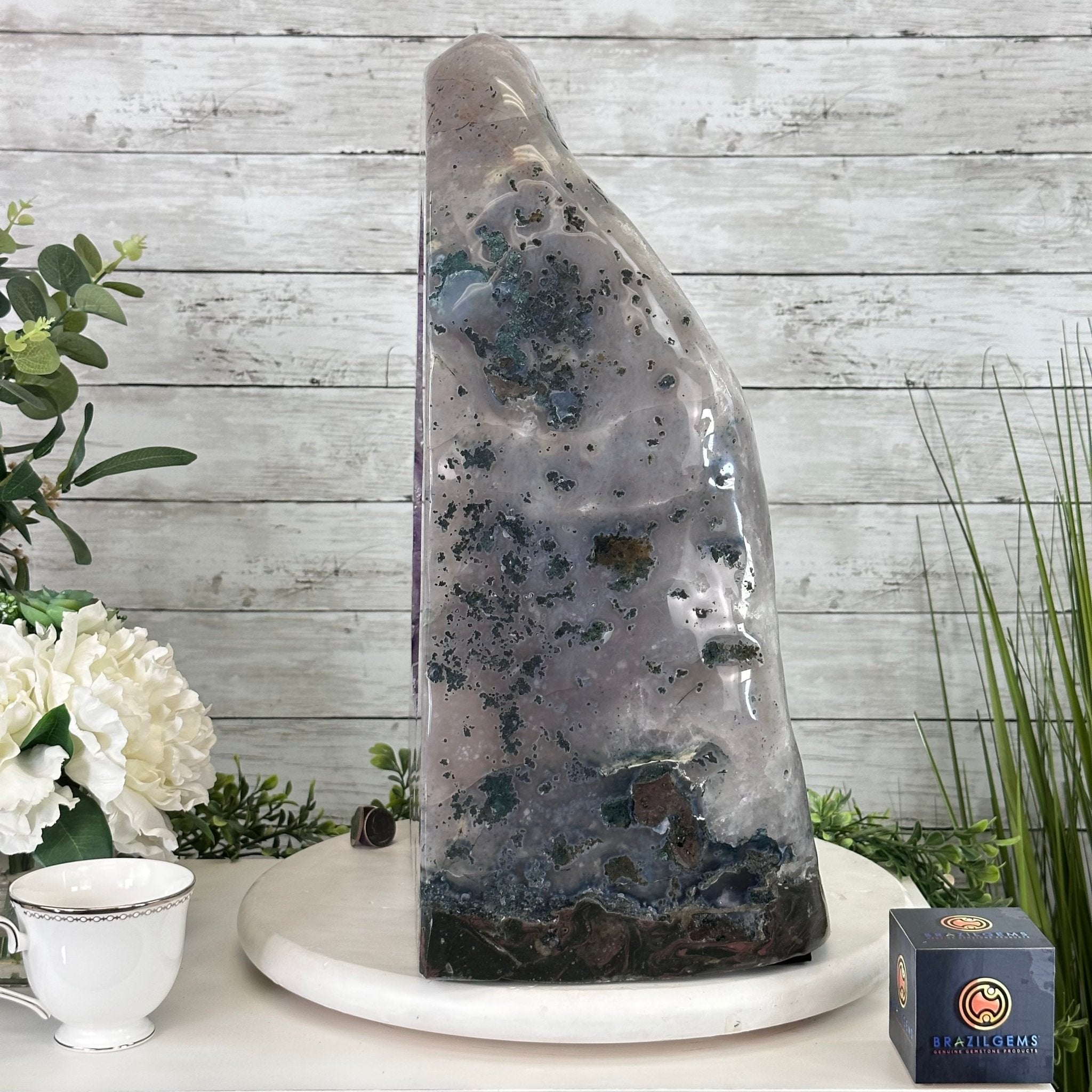 Extra Quality Polished Brazilian Amethyst Cathedral, 102.1 lbs & 18.3" tall Model #5602-0045 by Brazil Gems - Brazil GemsBrazil GemsExtra Quality Polished Brazilian Amethyst Cathedral, 102.1 lbs & 18.3" tall Model #5602-0045 by Brazil GemsPolished Cathedrals5602-0045